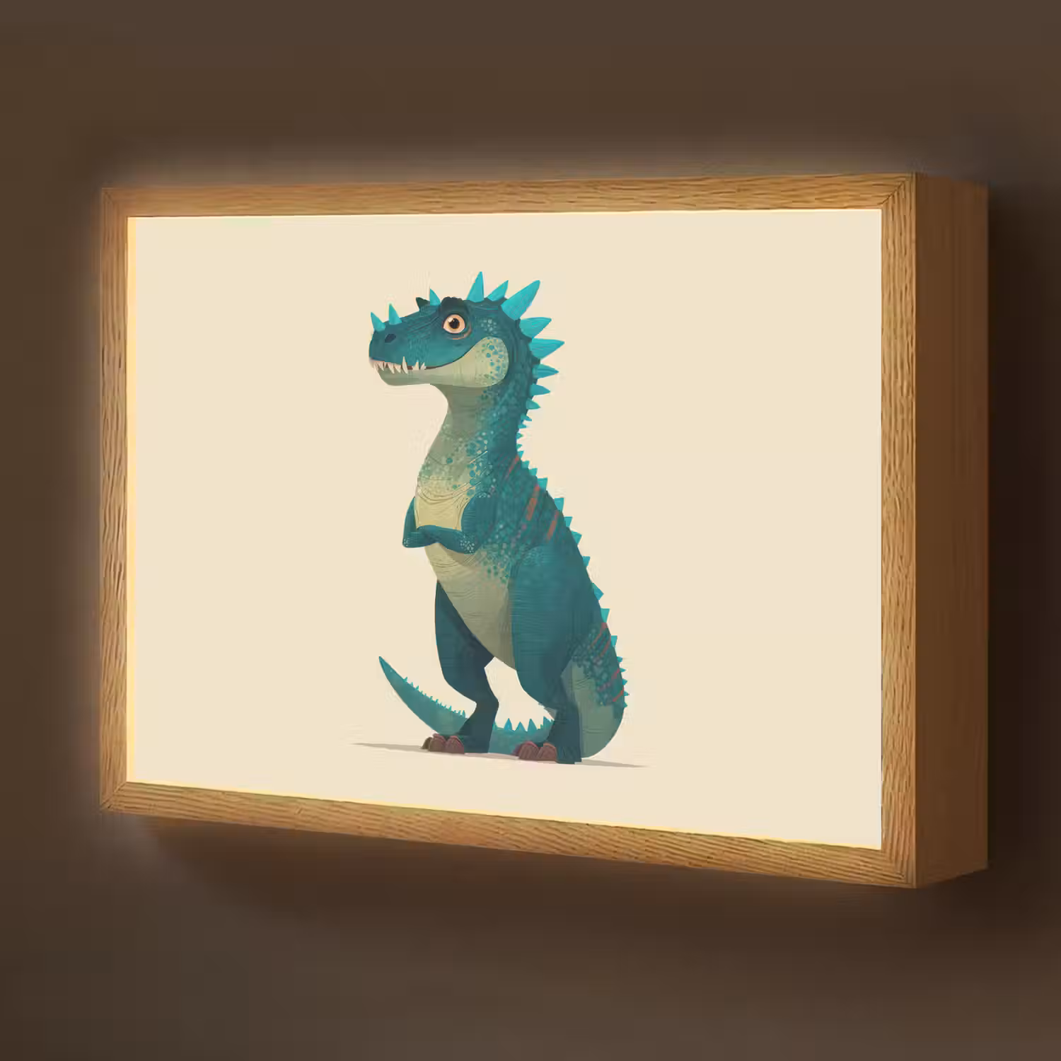 Dinosaurus - Turquoise - Stekels Light Box met batterij (Wandlamp kind) middel -z3d_website