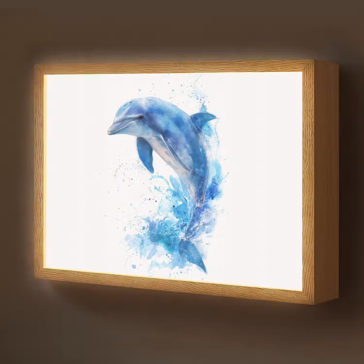 Dolfijn - Water - Blauw Light Box met batterij (Wandlamp kind) middel -z3d_website