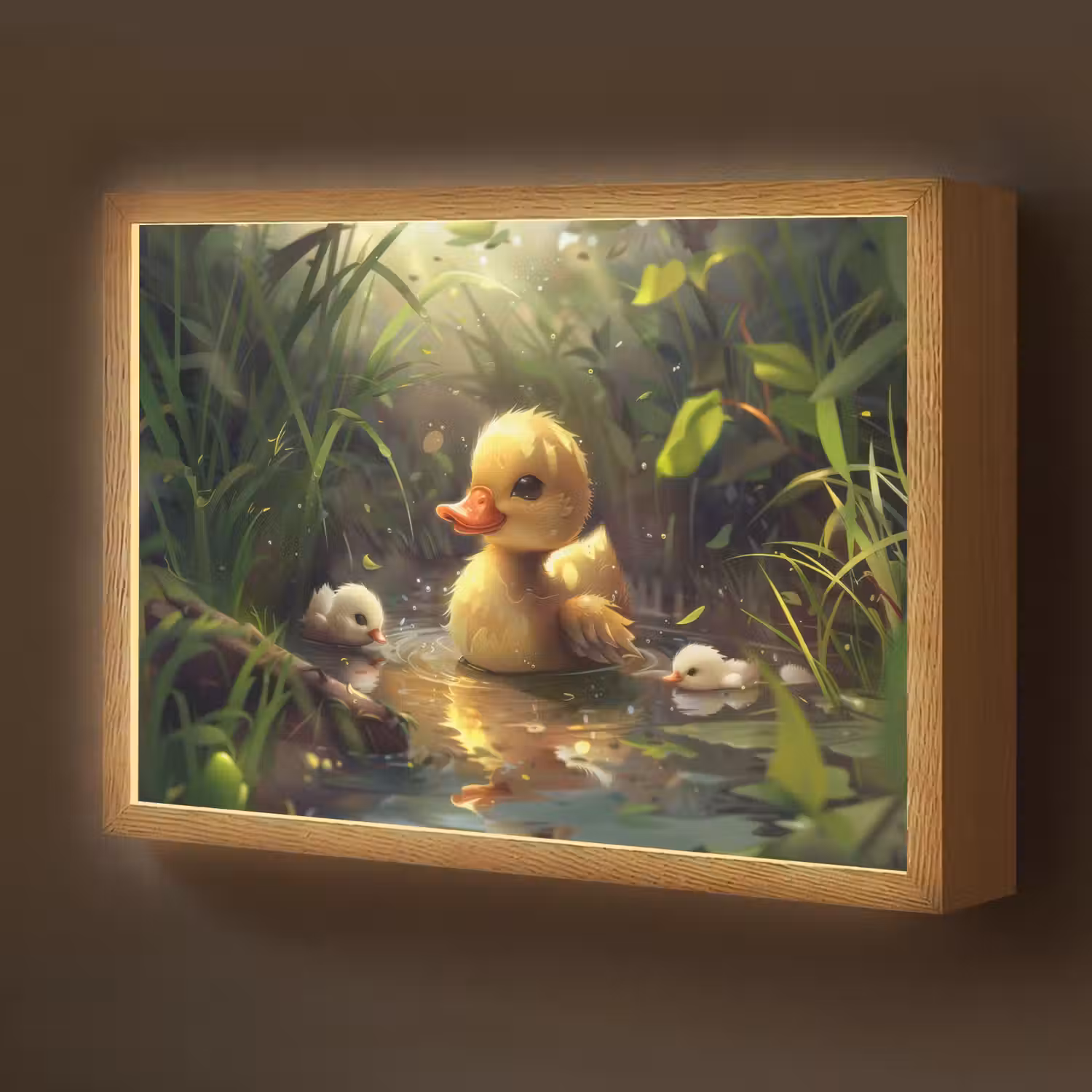 Eendjes - Dieren - Natuur Light Box met batterij (Wandlamp kind) middel -z3d_website