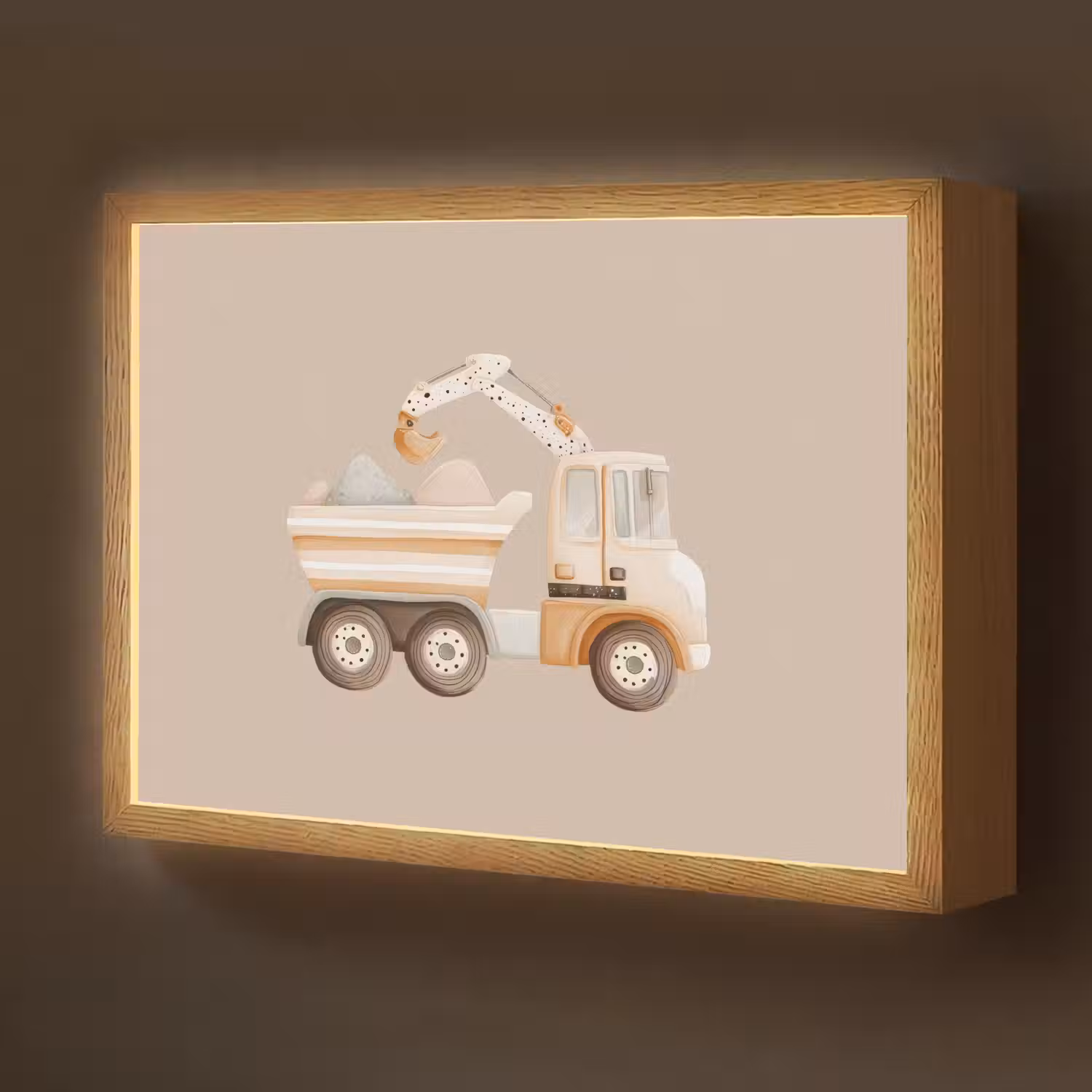 Kiepwagen - Auto - Beige Light Box met batterij (Wandlamp kind) middel -z3d_website