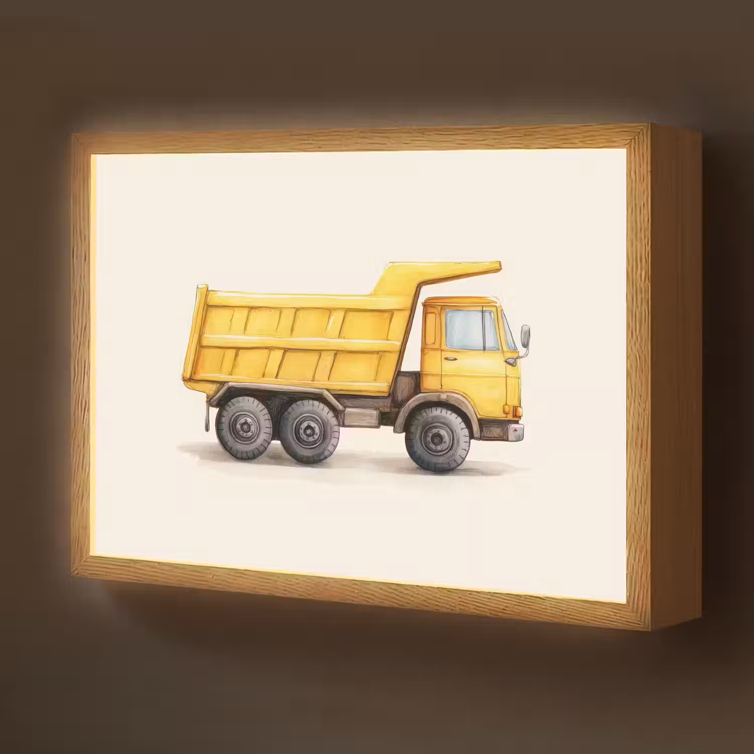 Kiepwagen - Geel - Illustratie Light Box met batterij (Wandlamp kind) middel -z3d_website
