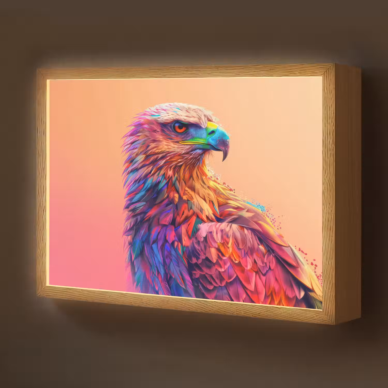 Arend - Vogel - Kleurrijk - Dier Light Box met batterij (Wandlamp kind) middel -z3d_website