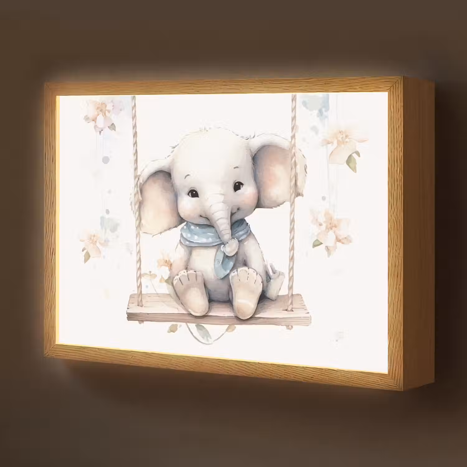 Olifant - Dier - Kinderen Light Box met batterij (Wandlamp kind) middel -z3d_website