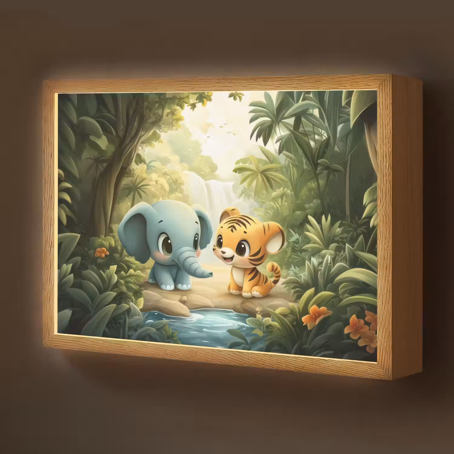 Olifant - Tijger - Bos - Jungle Light Box met batterij (Wandlamp kind) middel -z3d_website