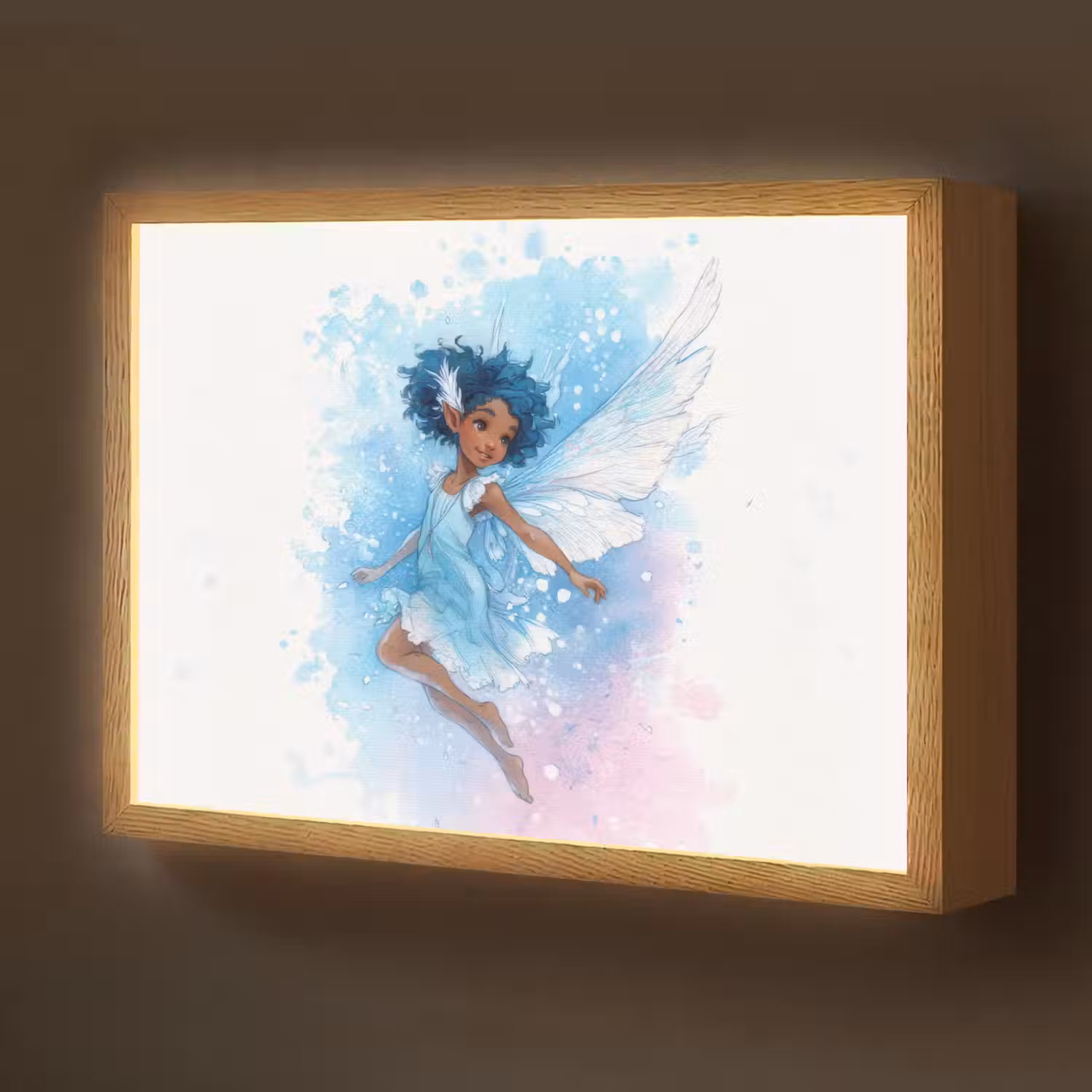 Elf - Blauw - Magie - Roze Light Box met batterij (Wandlamp kind) middel -z3d_website