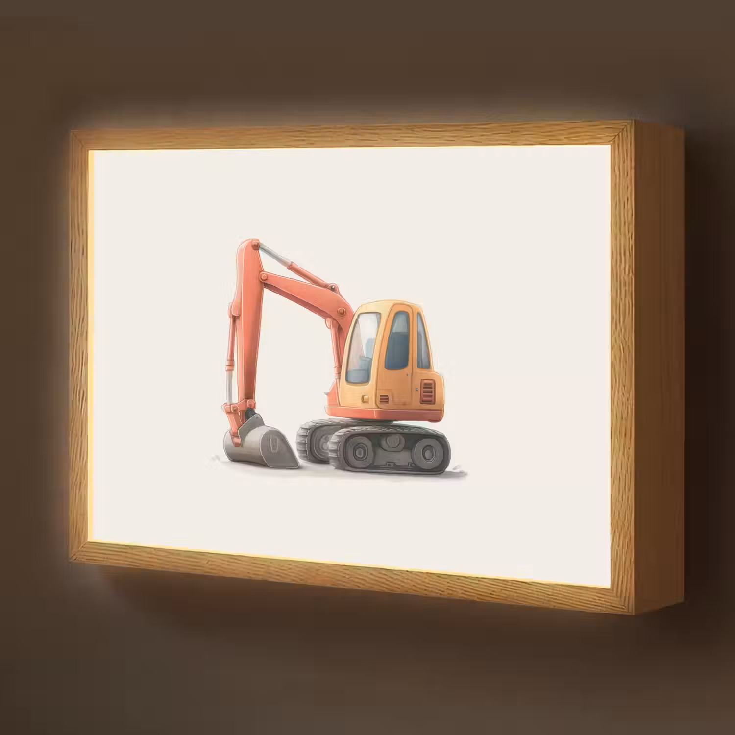 Graafmachine - Oranje - Illustratie - Minimalistisch Light Box met batterij (Wandlamp kind) middel -z3d_website