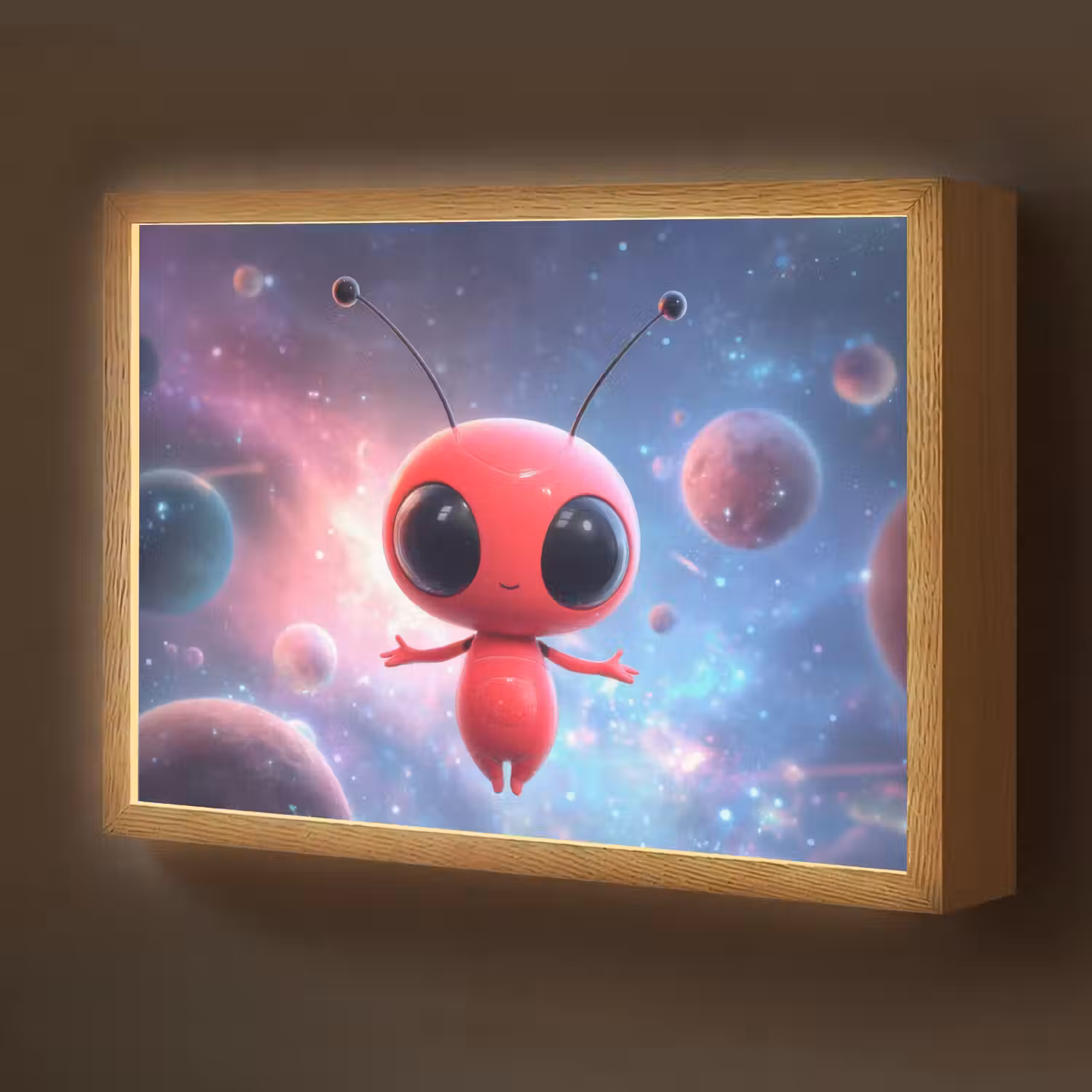 Buitenaards wezen - Rood - Planeten Light Box met batterij (Wandlamp kind) middel -z3d_website