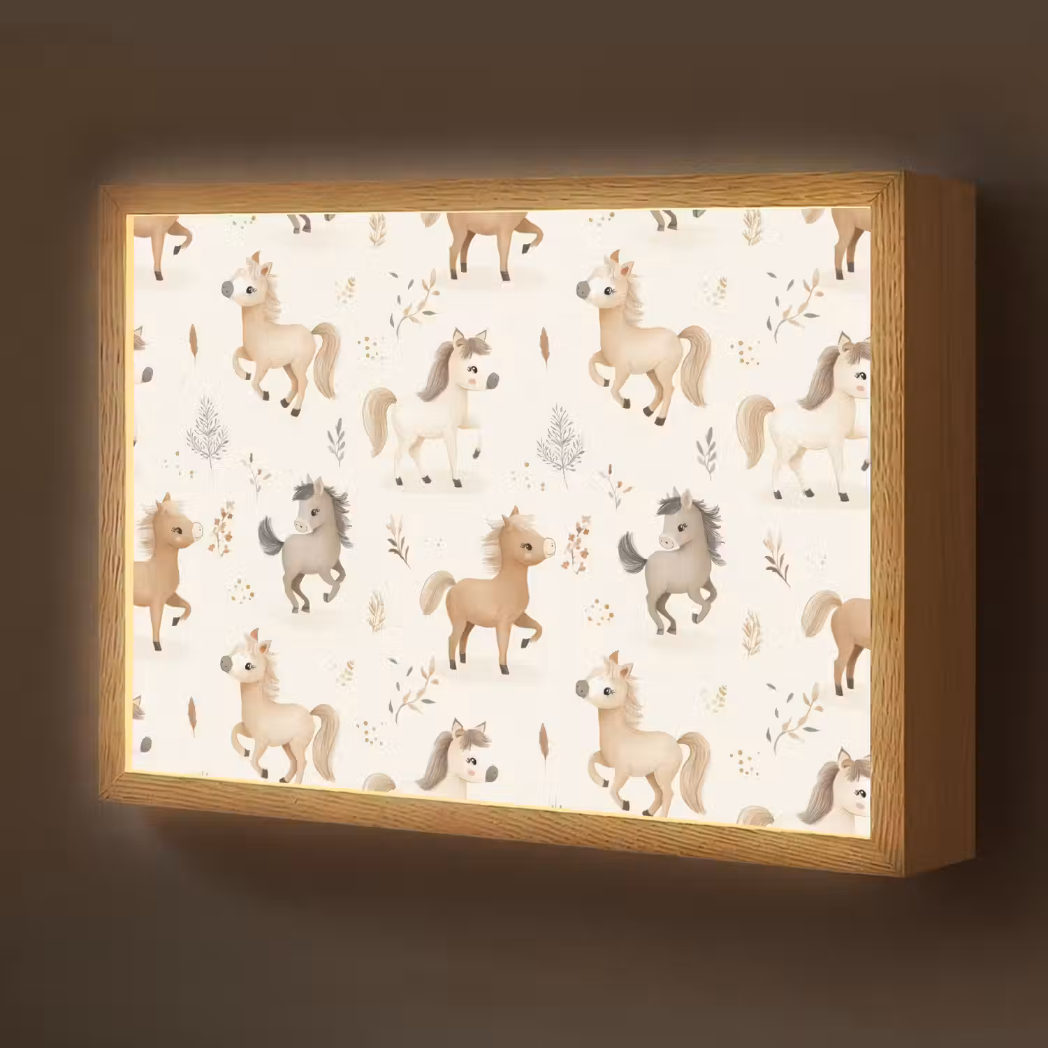 Veulens - Paard - Patroon - Beige Light Box met batterij (Wandlamp kind) middel -z3d_website