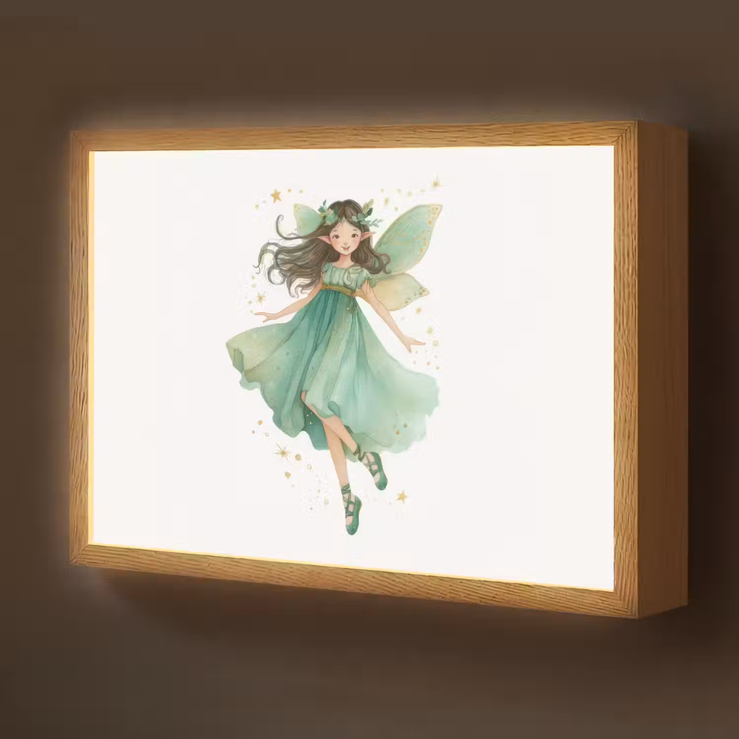 Bosfee - Groen - Sprookje Light Box met batterij (Wandlamp kind) middel -z3d_website