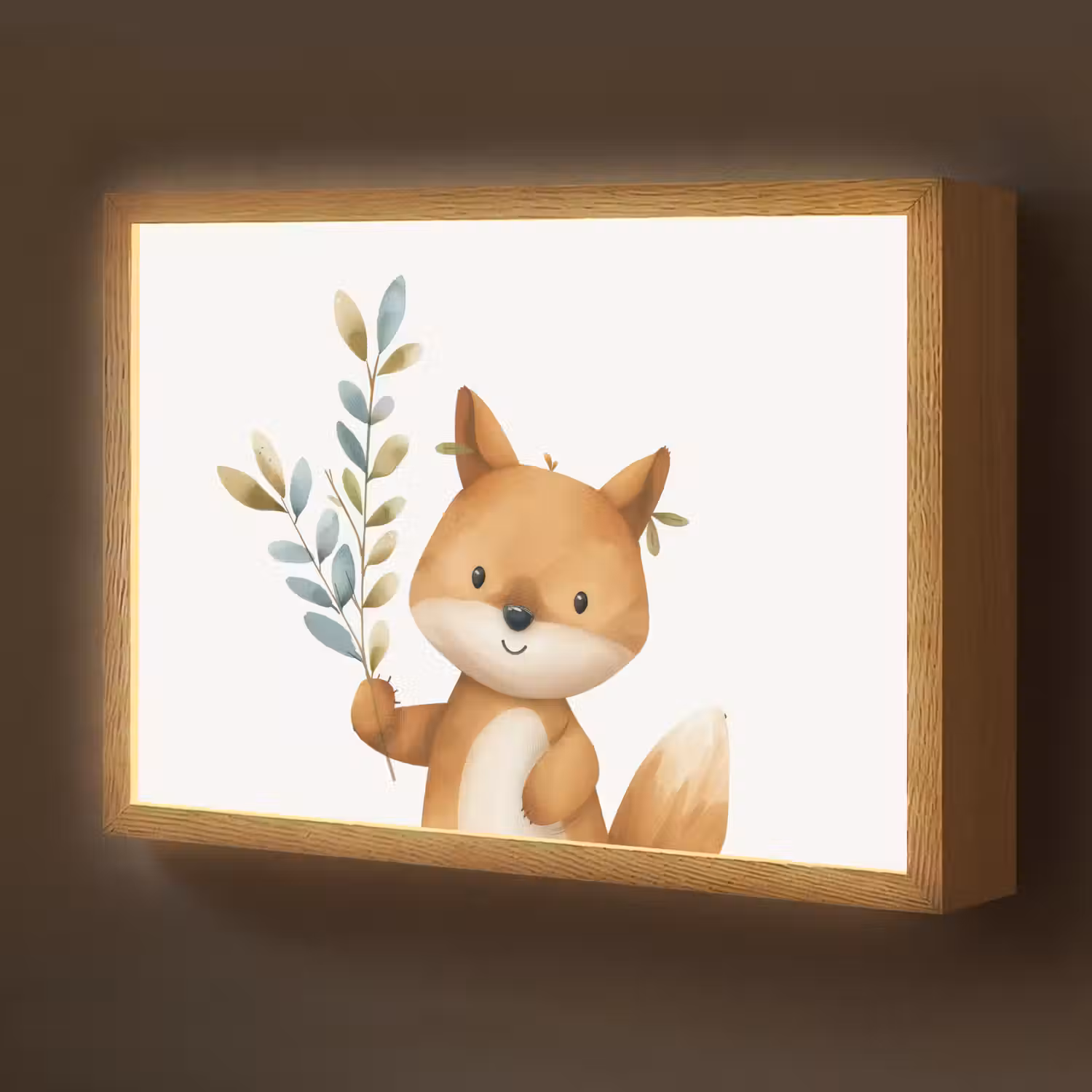 Vos - Dier - Bosdieren Light Box met batterij (Wandlamp kind) middel -z3d_website