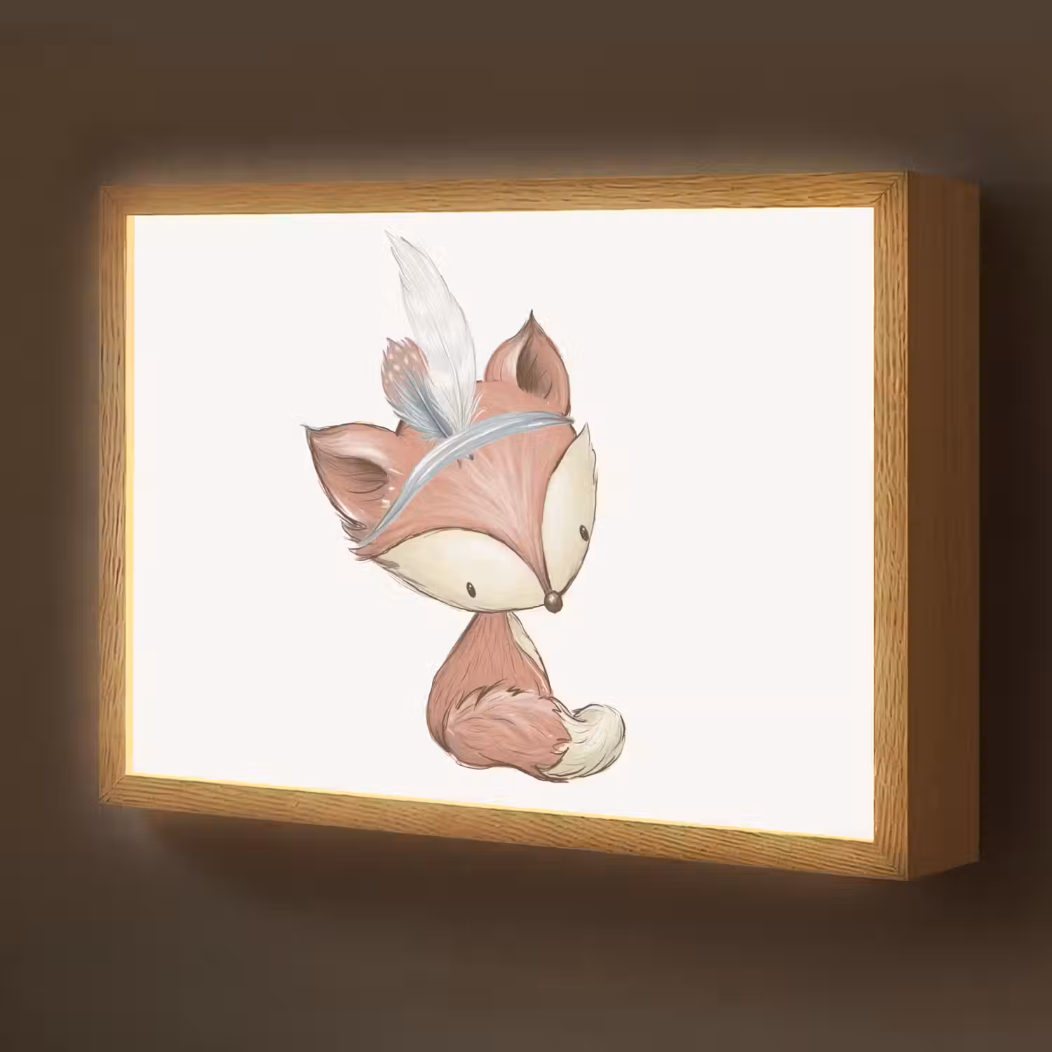 Vos - Dier - Bosdieren Light Box met batterij (Wandlamp kind) middel -z3d_website