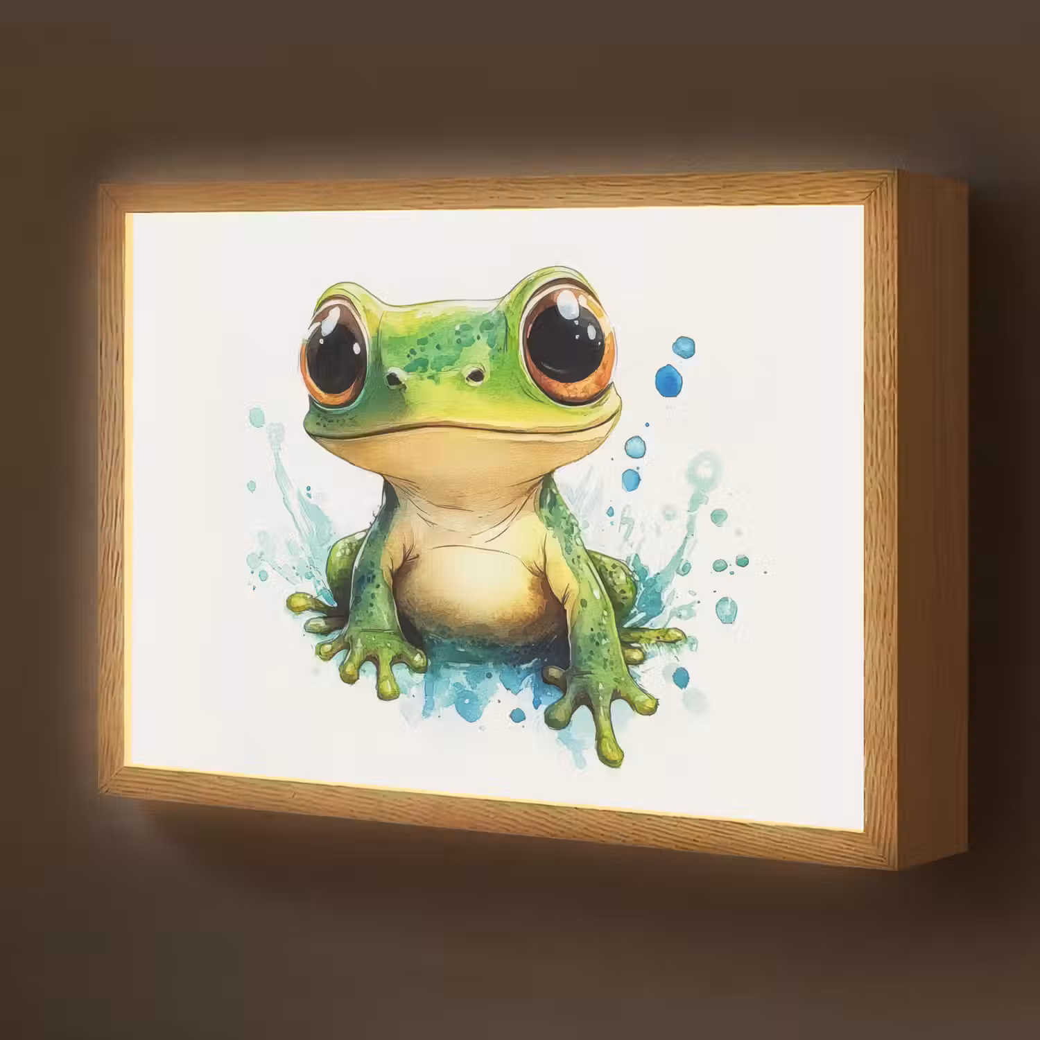 Kikker - Groen - Water - Dieren Light Box met batterij (Wandlamp kind) middel -z3d_website