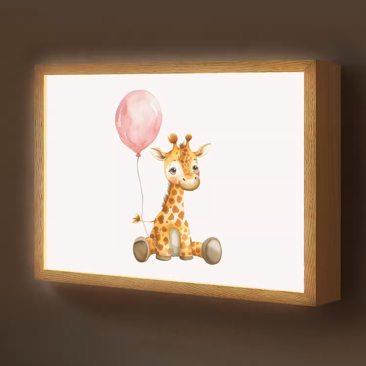 Giraf - Baby - Dieren - Roze ballon Light Box met batterij (Wandlamp kind) middel -z3d_website