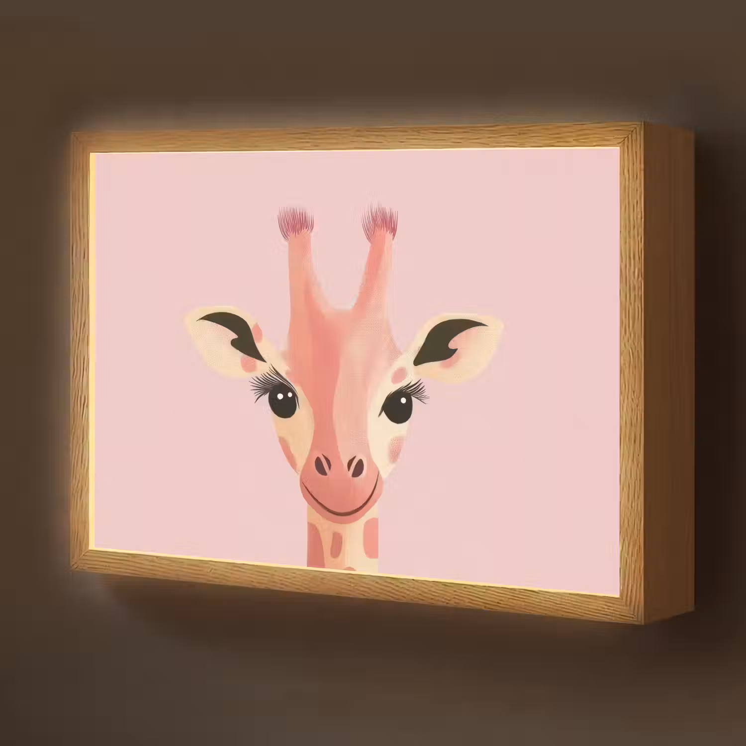 Giraffe - Illustratie - Roze Light Box met batterij (Wandlamp kind) middel -z3d_website