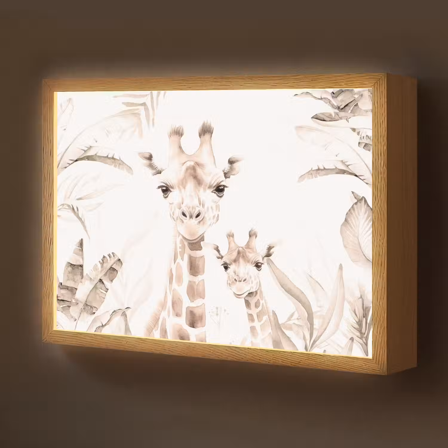 Giraffe - Jungle - Bruin - Kinderen Light Box met batterij (Wandlamp kind) middel -z3d_website