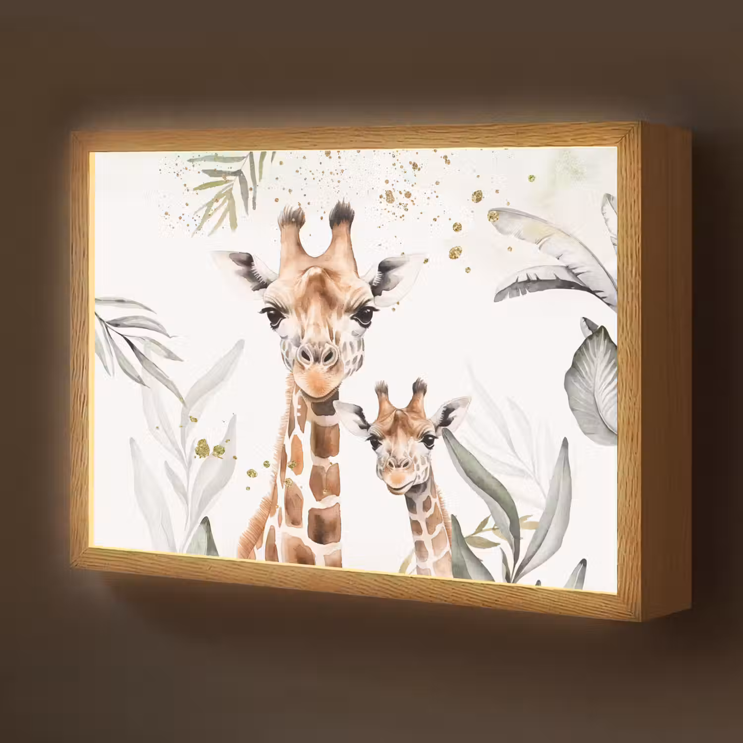 Giraffe - Bladeren - Kinderen - Dieren - Jungle Light Box met batterij (Wandlamp kind) middel -z3d_website