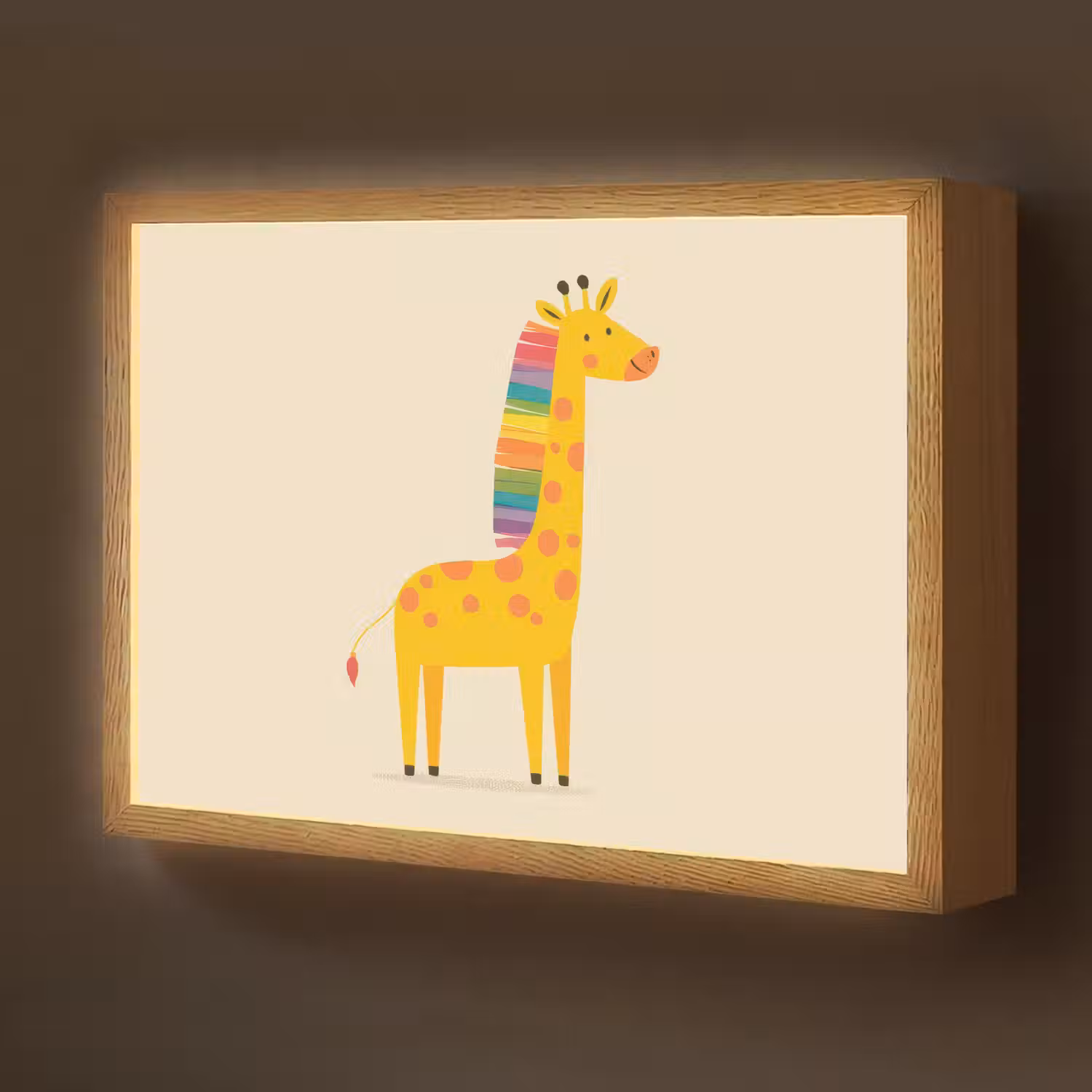 Giraffe - Regenboogmanen - Beige Light Box met batterij (Wandlamp kind) middel -z3d_website
