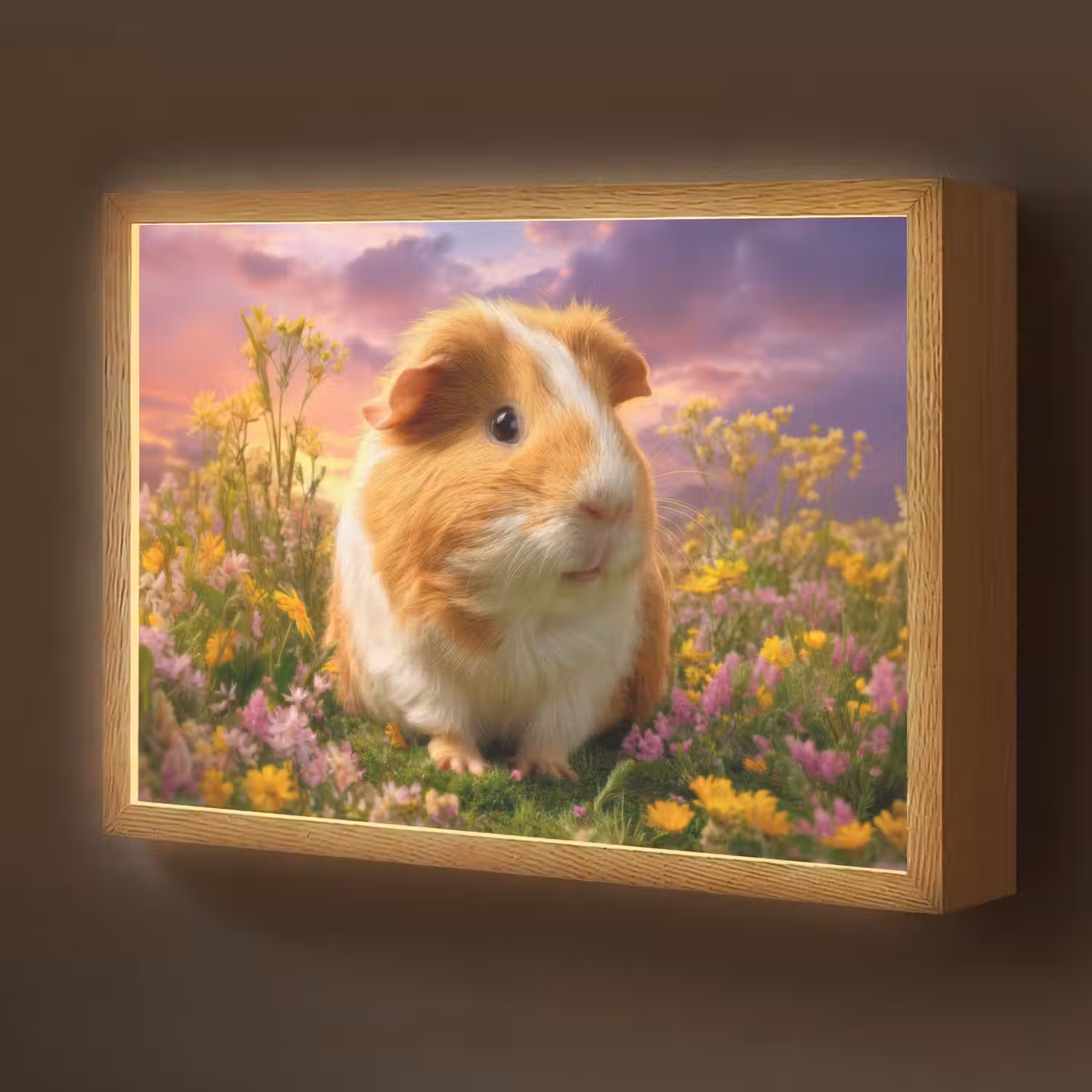 Cavia - Kleurrijk - Bloemen Light Box met batterij (Wandlamp kind) middel -z3d_website