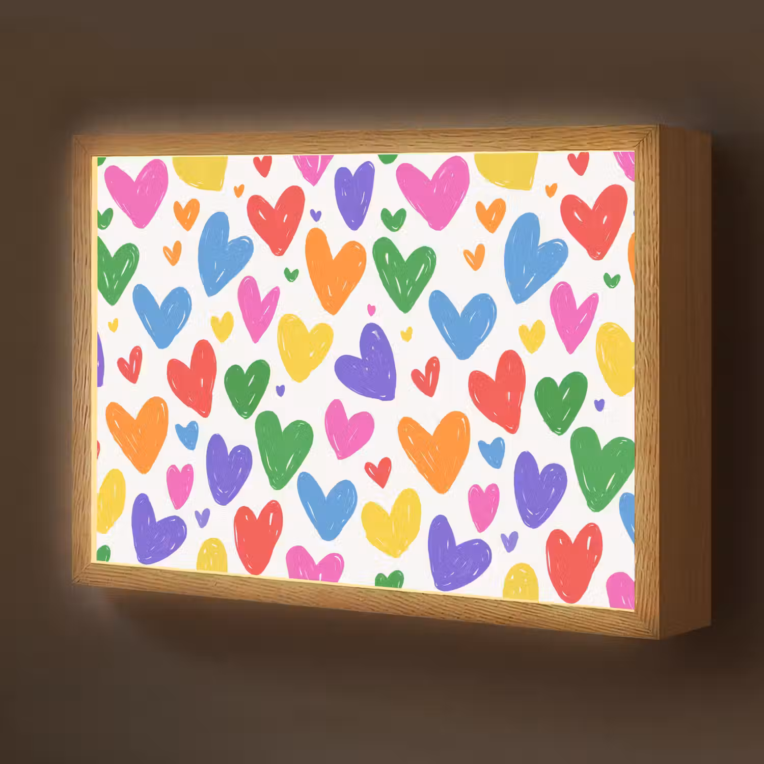 Hartjes - Patroon - Kleurrijk Light Box met batterij (Wandlamp kind) middel -z3d_website