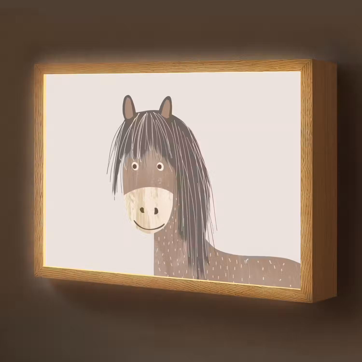 Paard - Dier - Pastel kleuren - Paarden Light Box met batterij (Wandlamp kind) middel -z3d_website