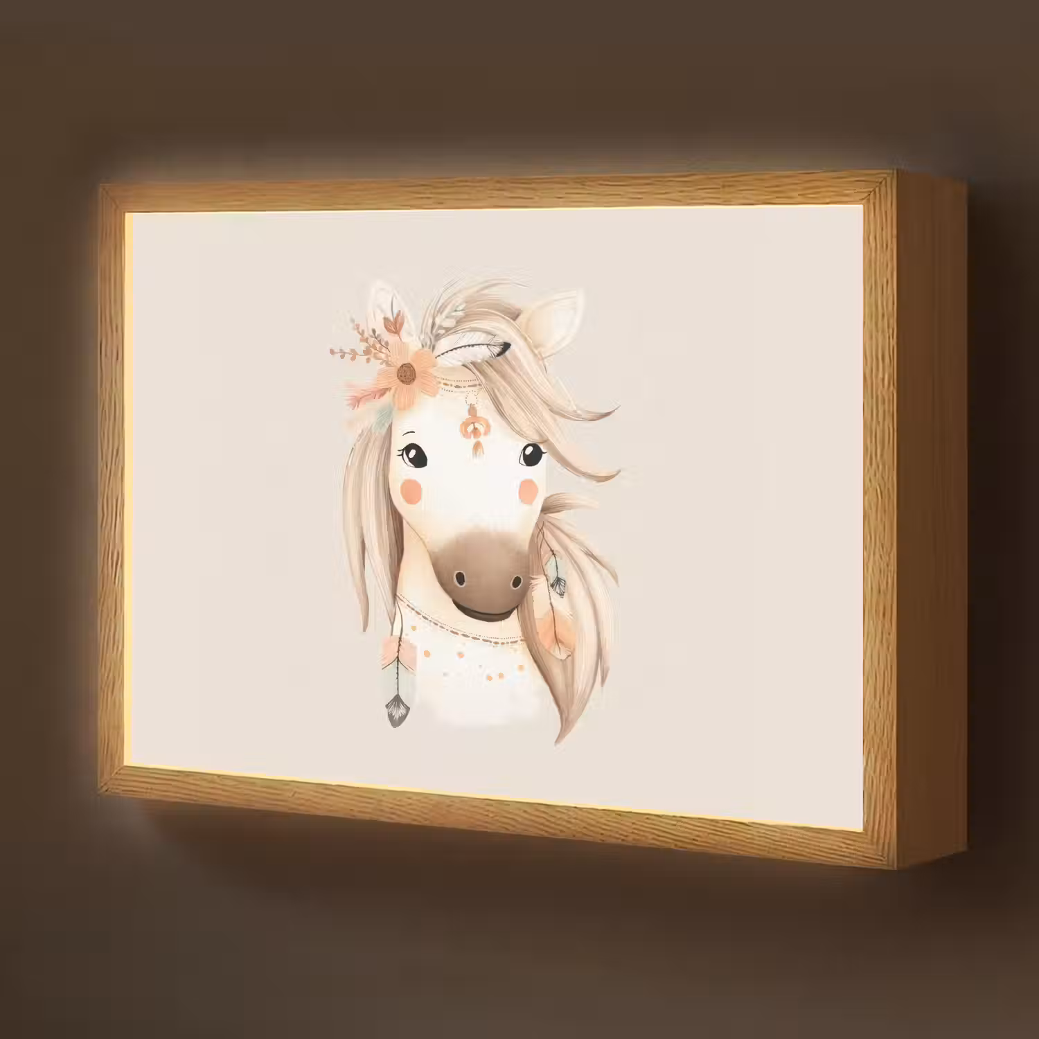 Paard - Bohemian - Pastel Light Box met batterij (Wandlamp kind) middel -z3d_website