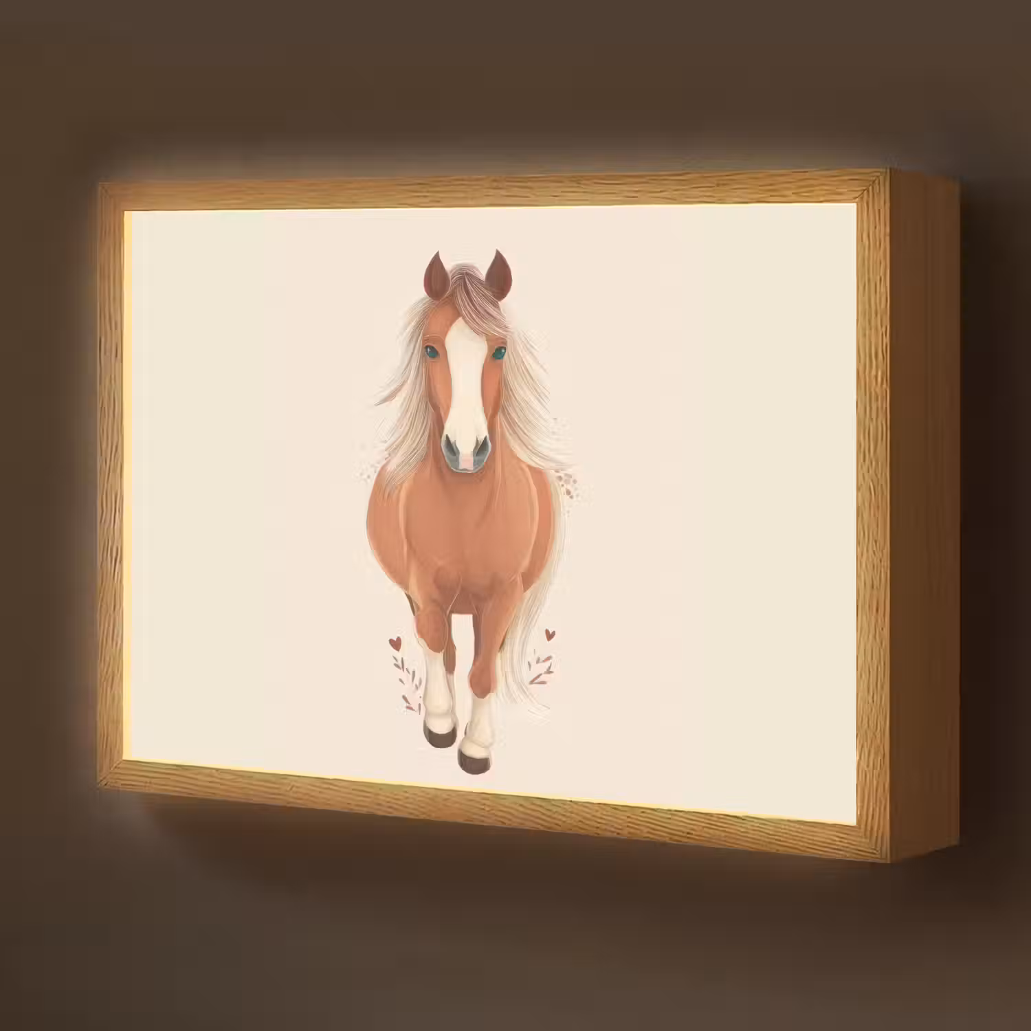 Paard - Galop - Bruin Light Box met batterij (Wandlamp kind) middel -z3d_website