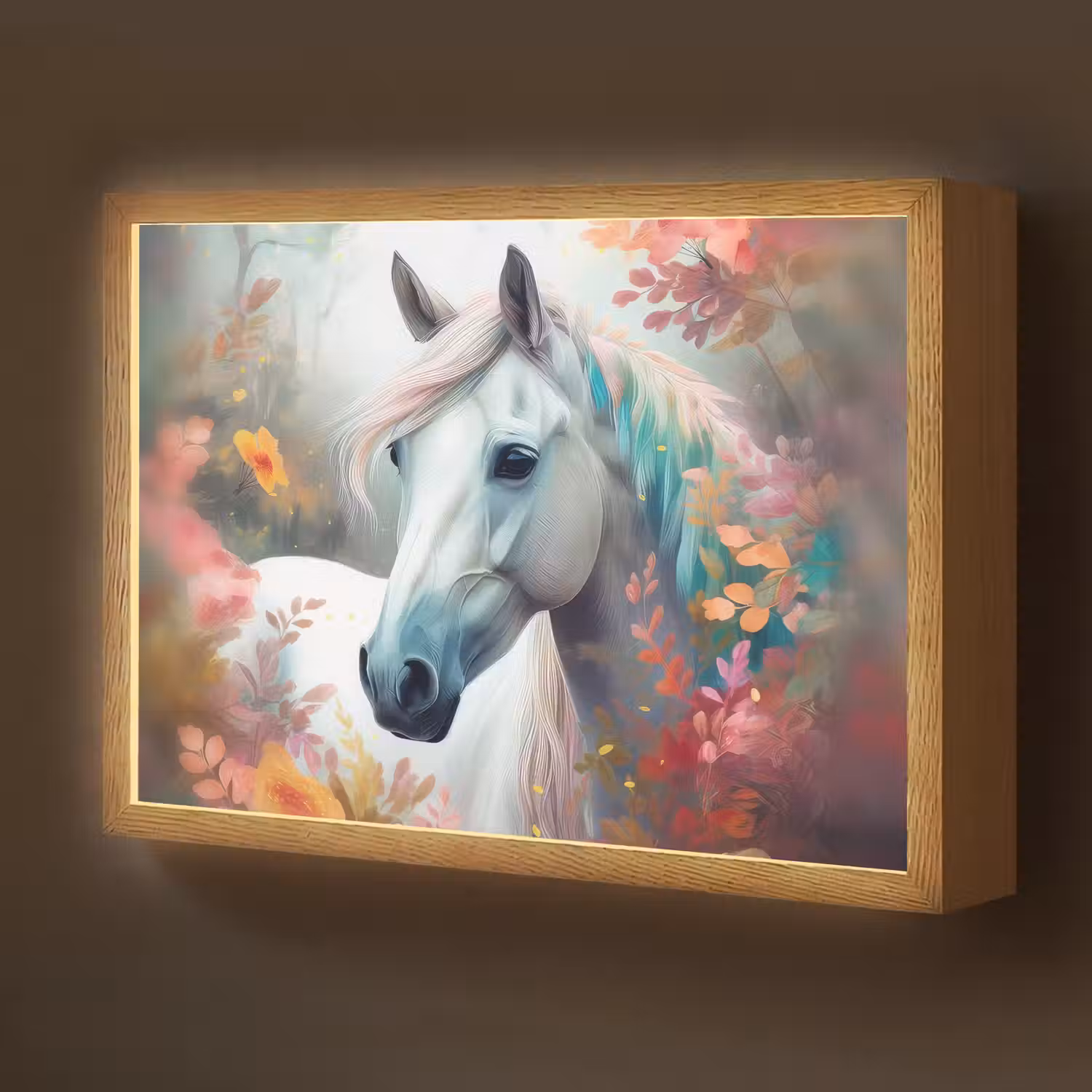 Paard - Natuur - Bloemen - Dieren - Bos Light Box met batterij (Wandlamp kind) middel -z3d_website