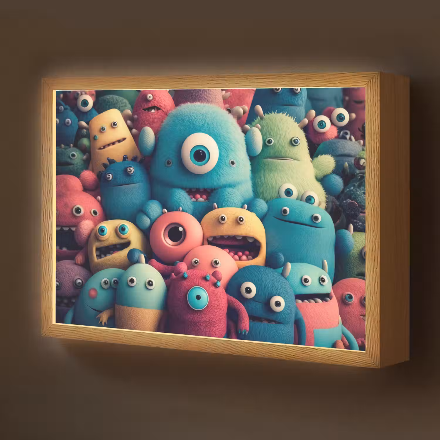 Kids - Monster - Regenboog - Design - Meiden - Jongens Light Box met batterij (Wandlamp kind) middel -z3d_website