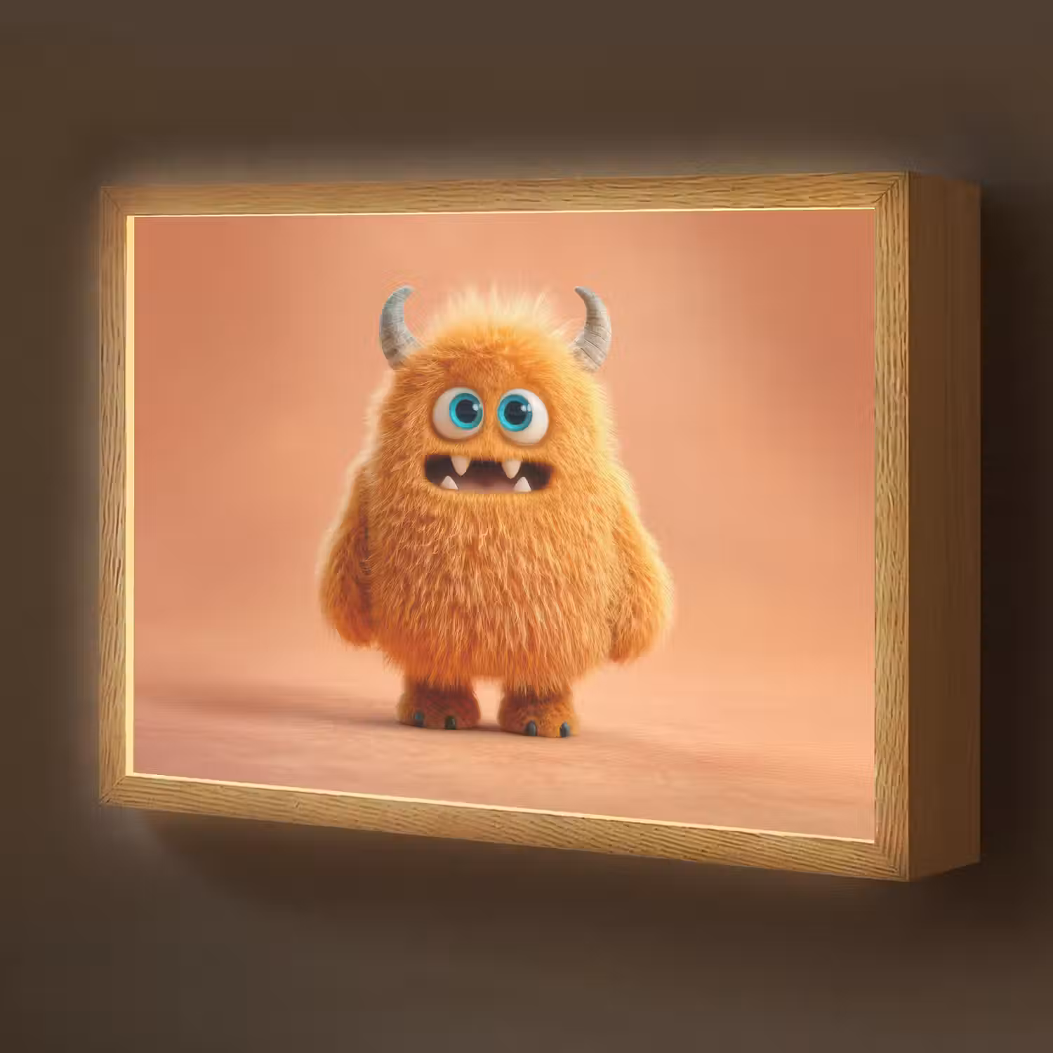 Monster - Knuffel - Oranje Light Box met batterij (Wandlamp kind) middel -z3d_website