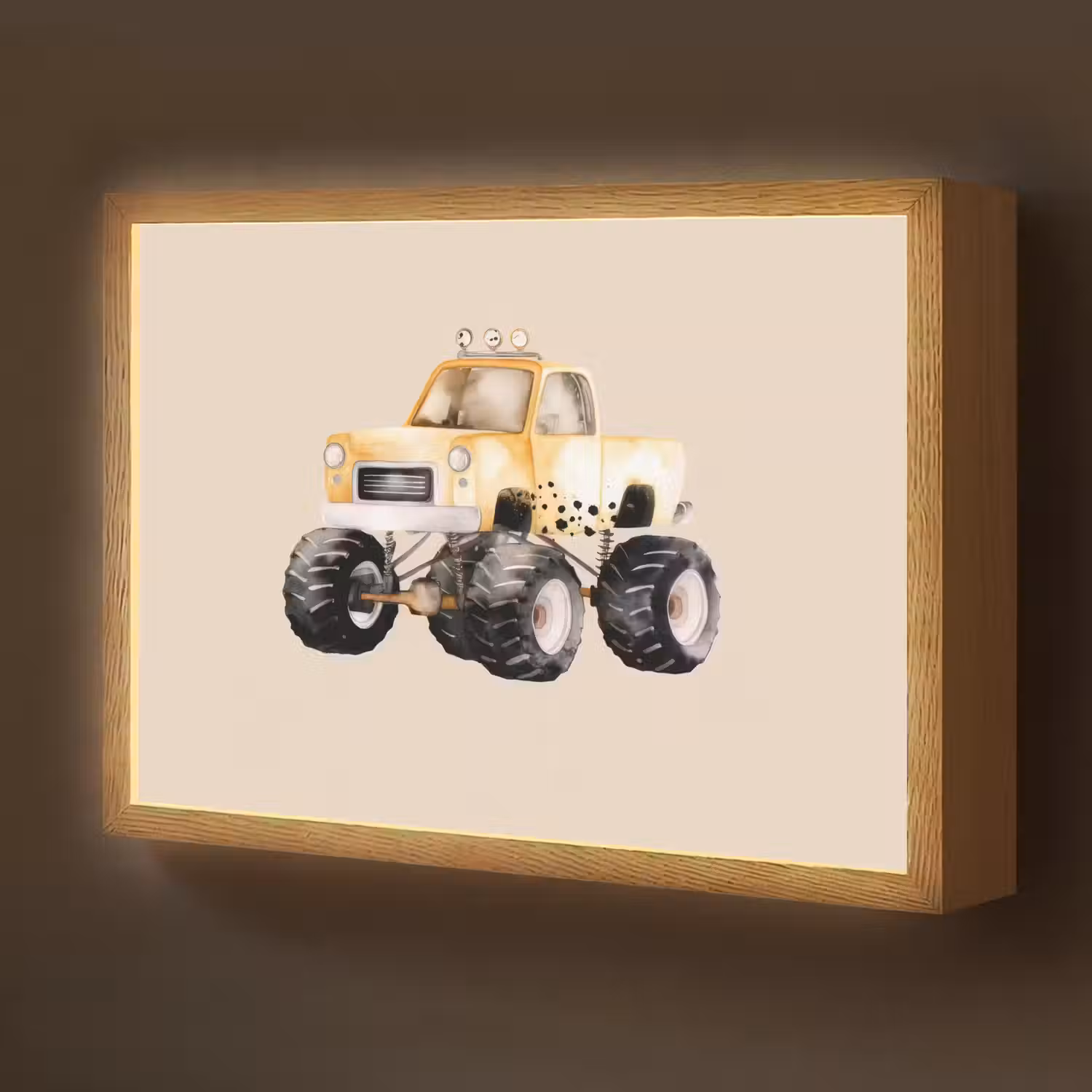 Monstertruck - Geel - Beige Light Box met batterij (Wandlamp kind) middel -z3d_website