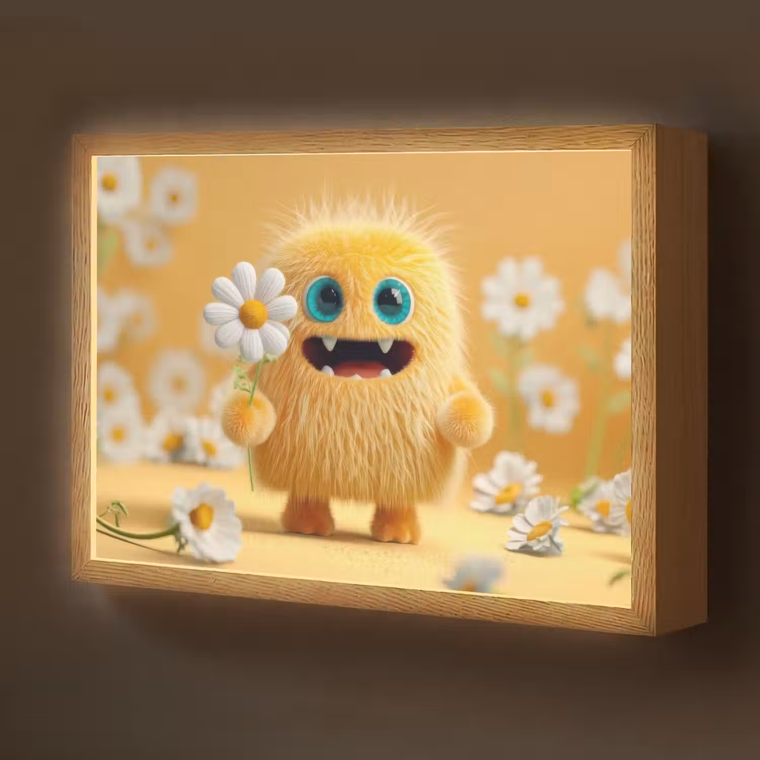Monster - Geel - Madeliefjes Light Box met batterij (Wandlamp kind) middel -z3d_website
