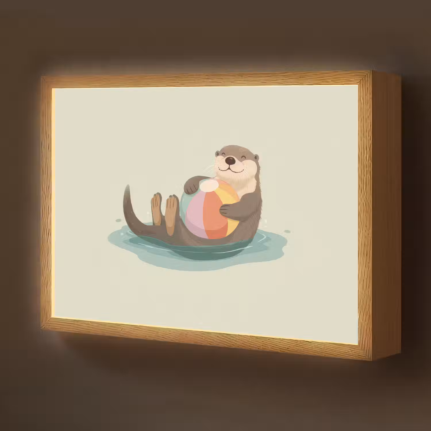 Otter - Strandbal - Kleurrijk Light Box met batterij (Wandlamp kind) middel -z3d_website
