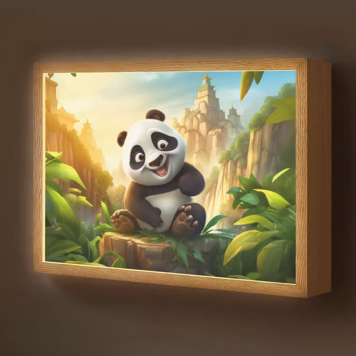 Panda - Wilde dieren - Jungle - Jongens - Kinderen Light Box met batterij (Wandlamp kind) middel -z3d_website