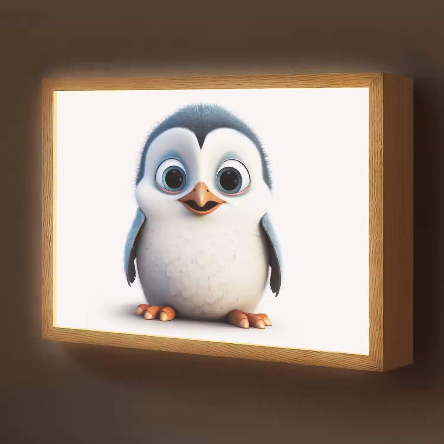 Pinguïn - Dieren - Meisjes - Kind - Jongens Light Box met batterij (Wandlamp kind) middel -z3d_website