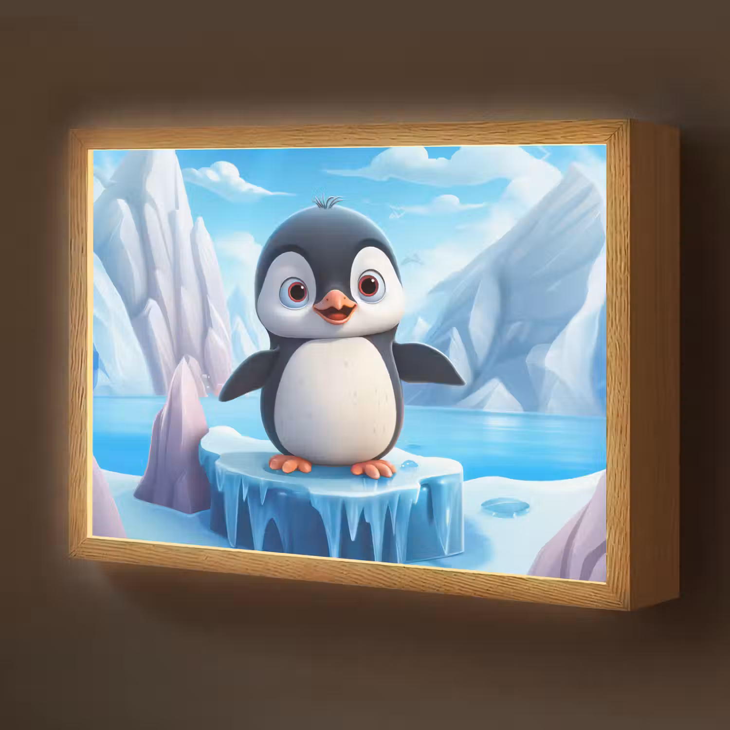 Pinguïn - Meisjes - Pooldieren - Kinderen Light Box met batterij (Wandlamp kind) middel -z3d_website