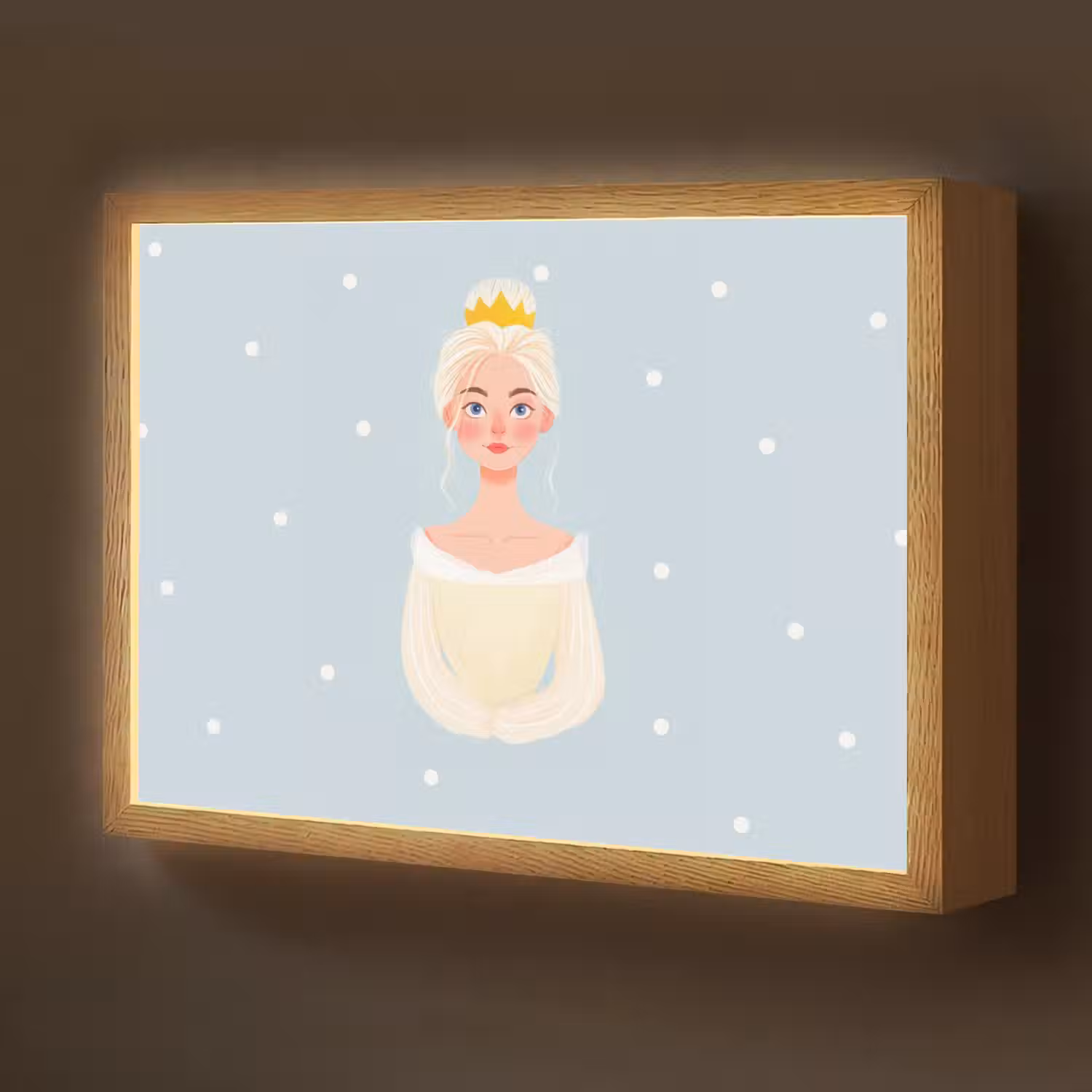 Prinses - Kroon - Blauw - Stippen Light Box met batterij (Wandlamp kind) middel -z3d_website