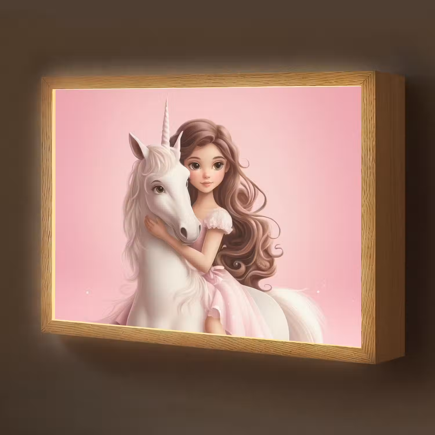 Prinses - Roze - Eenhoorn Light Box met batterij (Wandlamp kind) middel -z3d_website