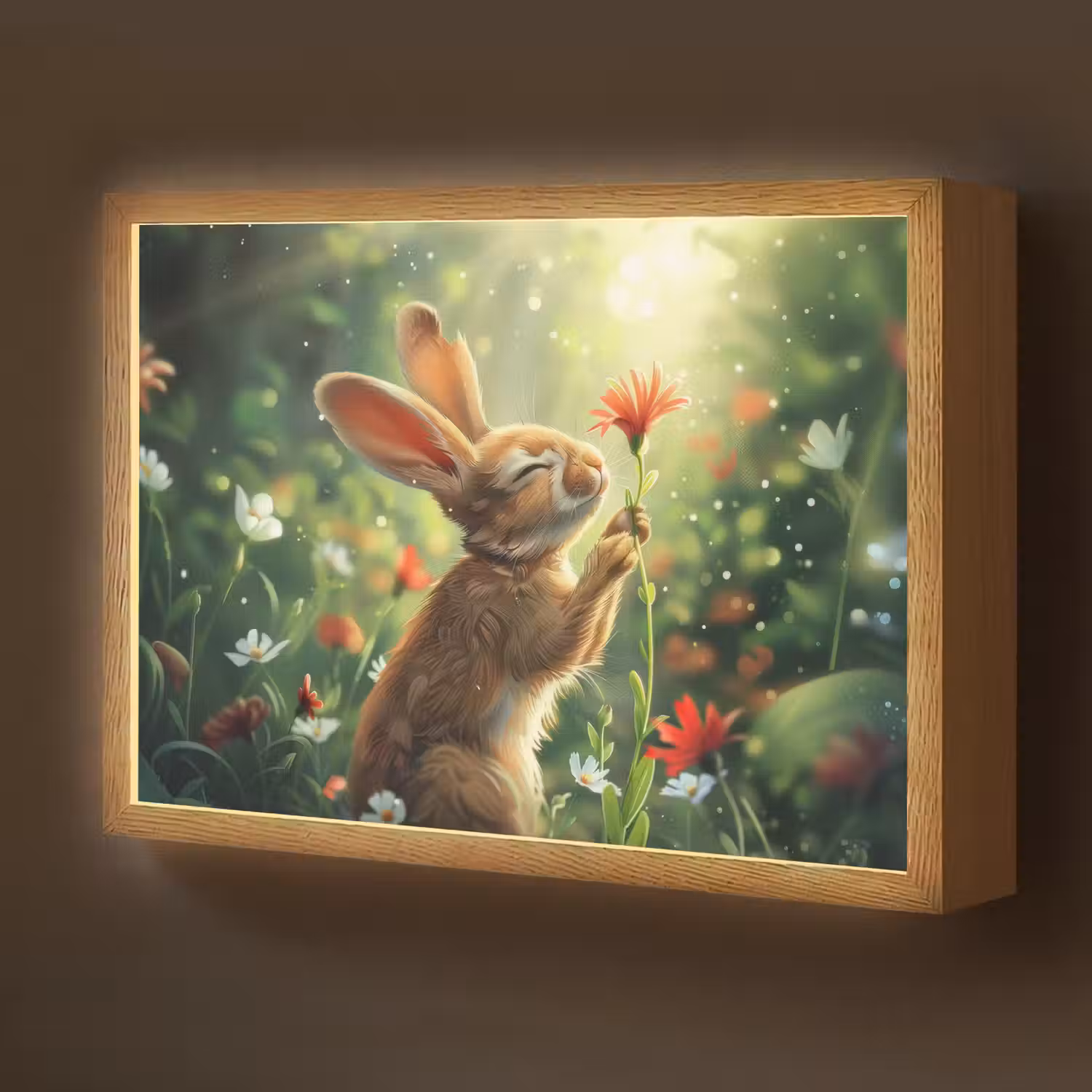 Konijn - Dieren - Bloemen - Natuur Light Box met batterij (Wandlamp kind) middel -z3d_website