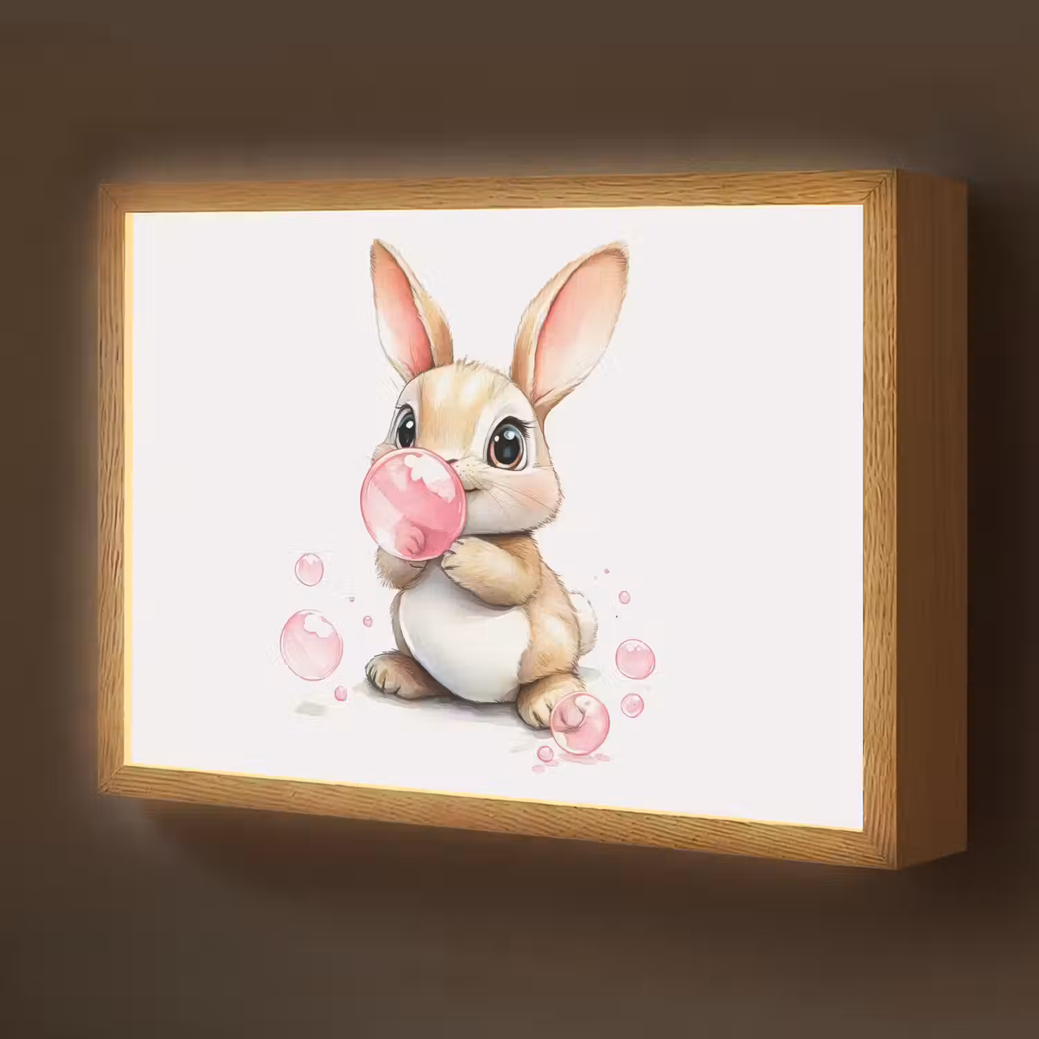 Konijn - Roze - Bellen Light Box met batterij (Wandlamp kind) middel -z3d_website