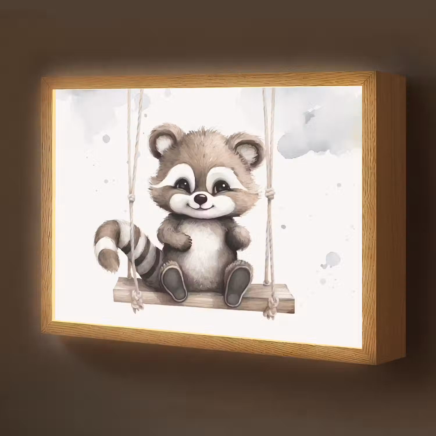 Wasbeer - Dier - Kinderen Light Box met batterij (Wandlamp kind) middel -z3d_website