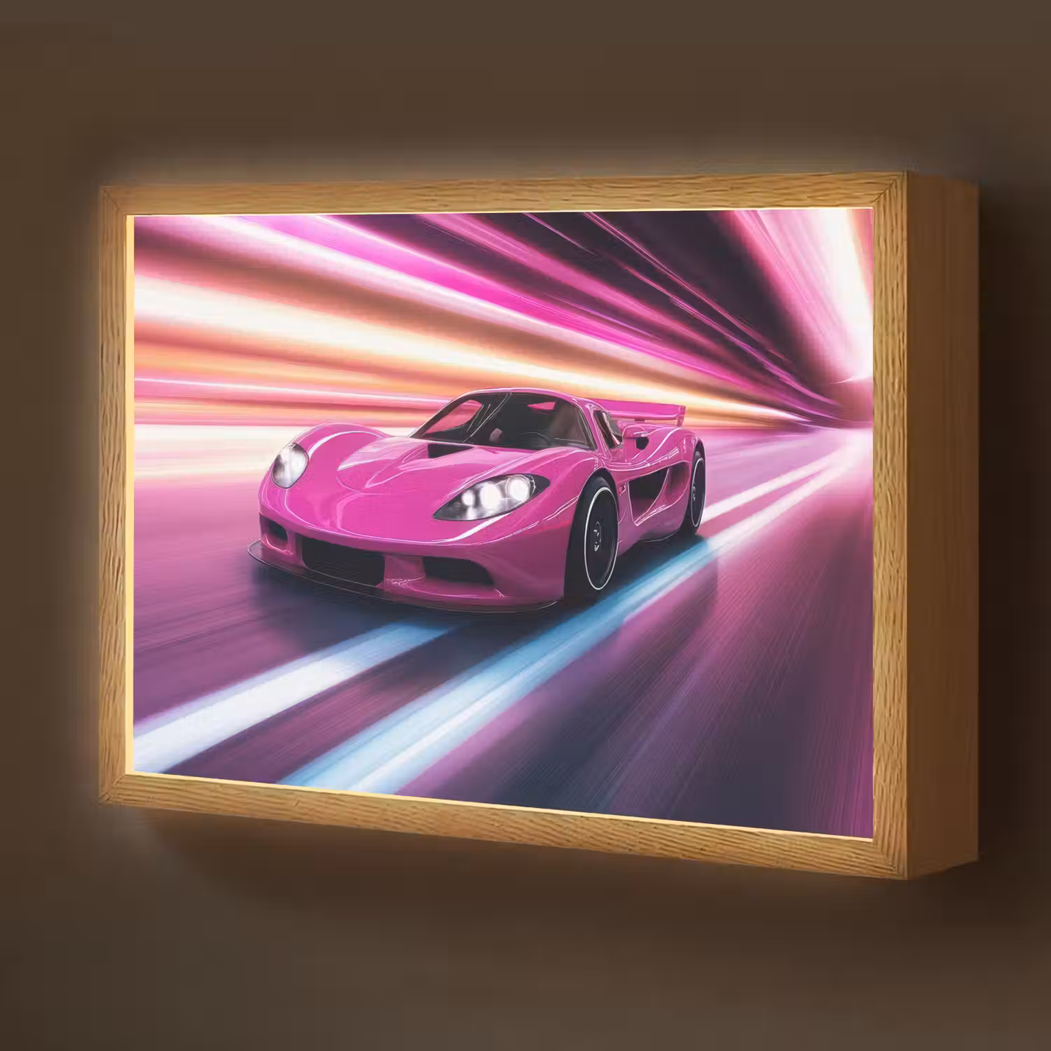 Raceauto - Roze - Neon Light Box met batterij (Wandlamp kind) middel -z3d_website