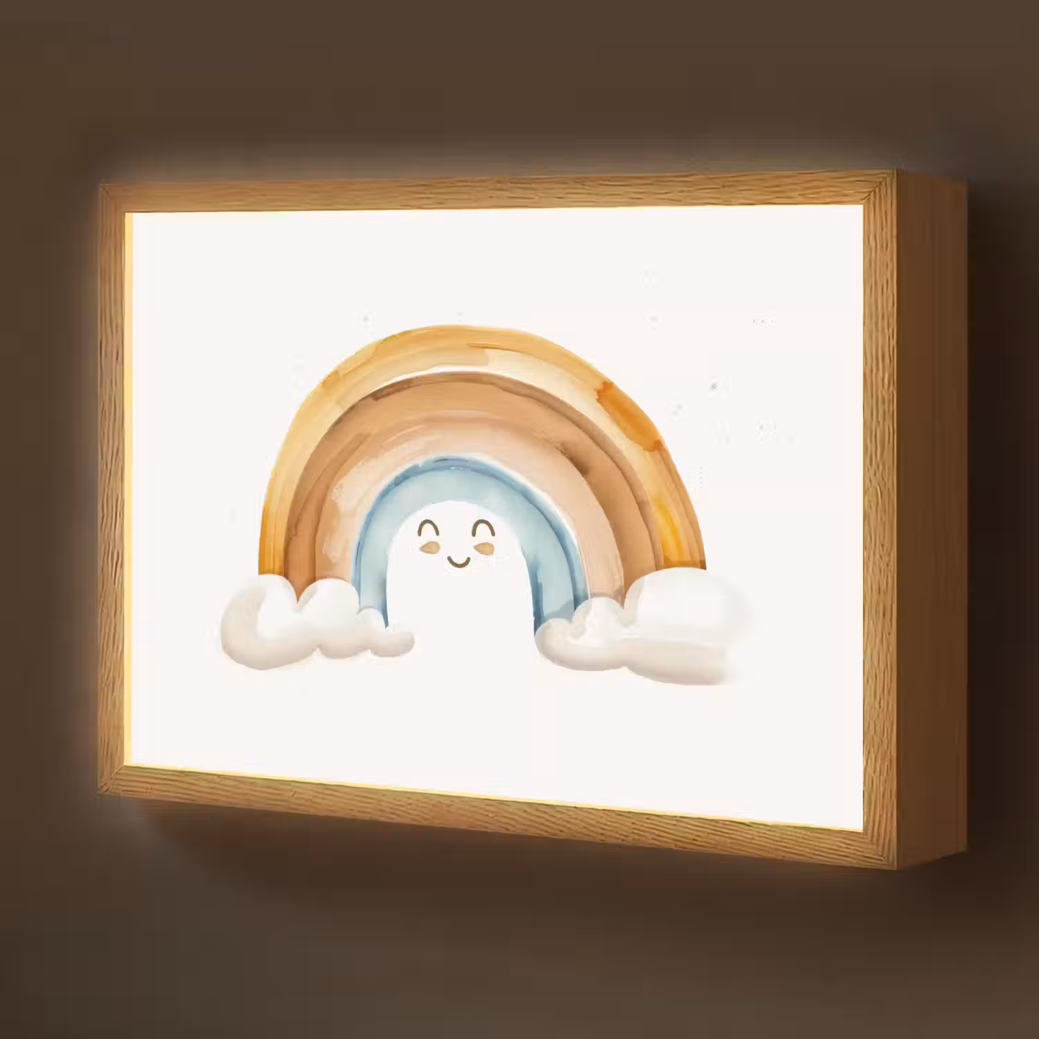 Regenboog - Pastel kleuren Light Box met batterij (Wandlamp kind) middel -z3d_website