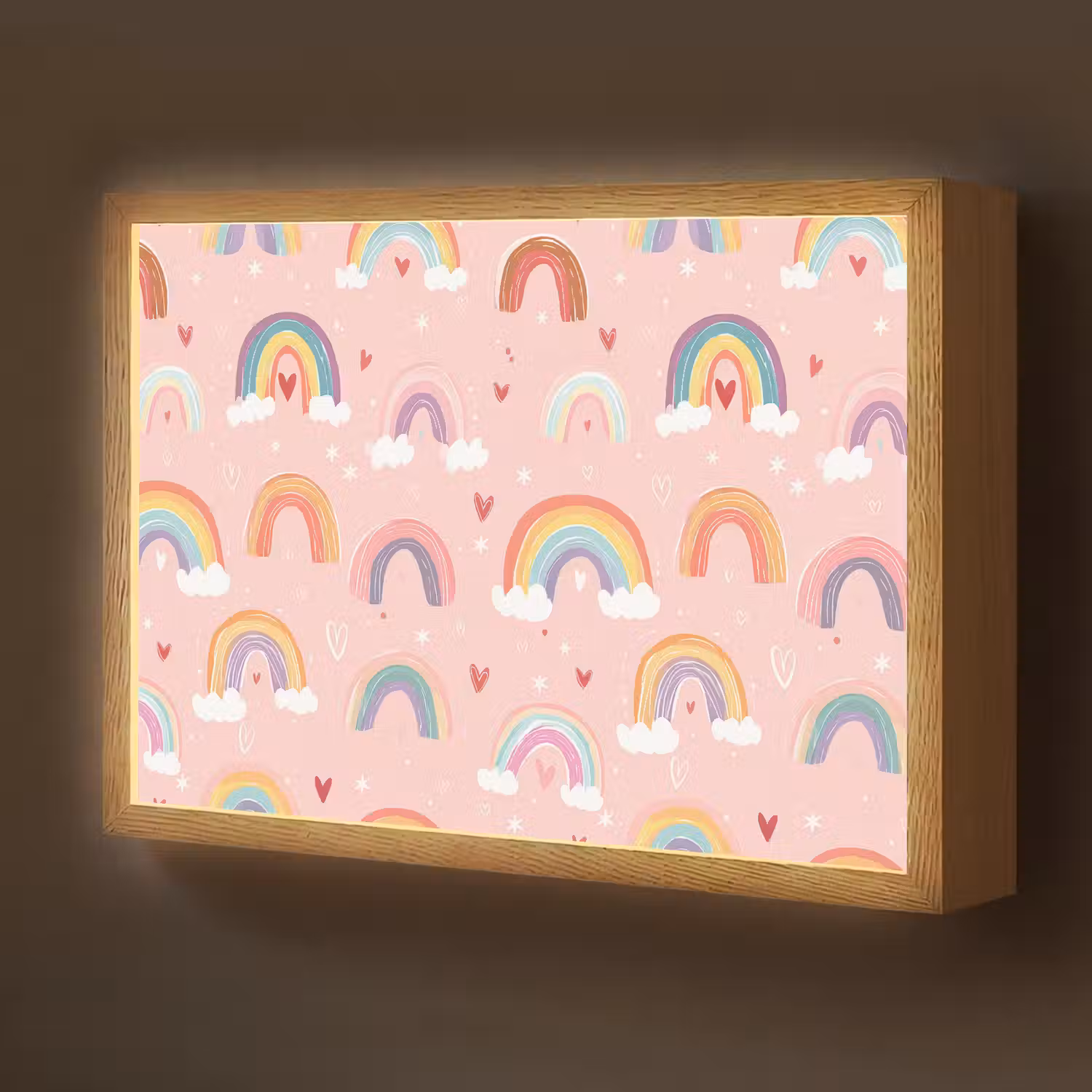 Regenboog - Patroon - Pastel Light Box met batterij (Wandlamp kind) middel -z3d_website