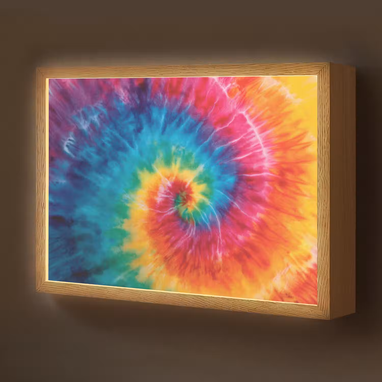 Regenboog - Tie dye - Kleurrijk - Blauw Light Box met batterij (Wandlamp kind) middel -z3d_website
