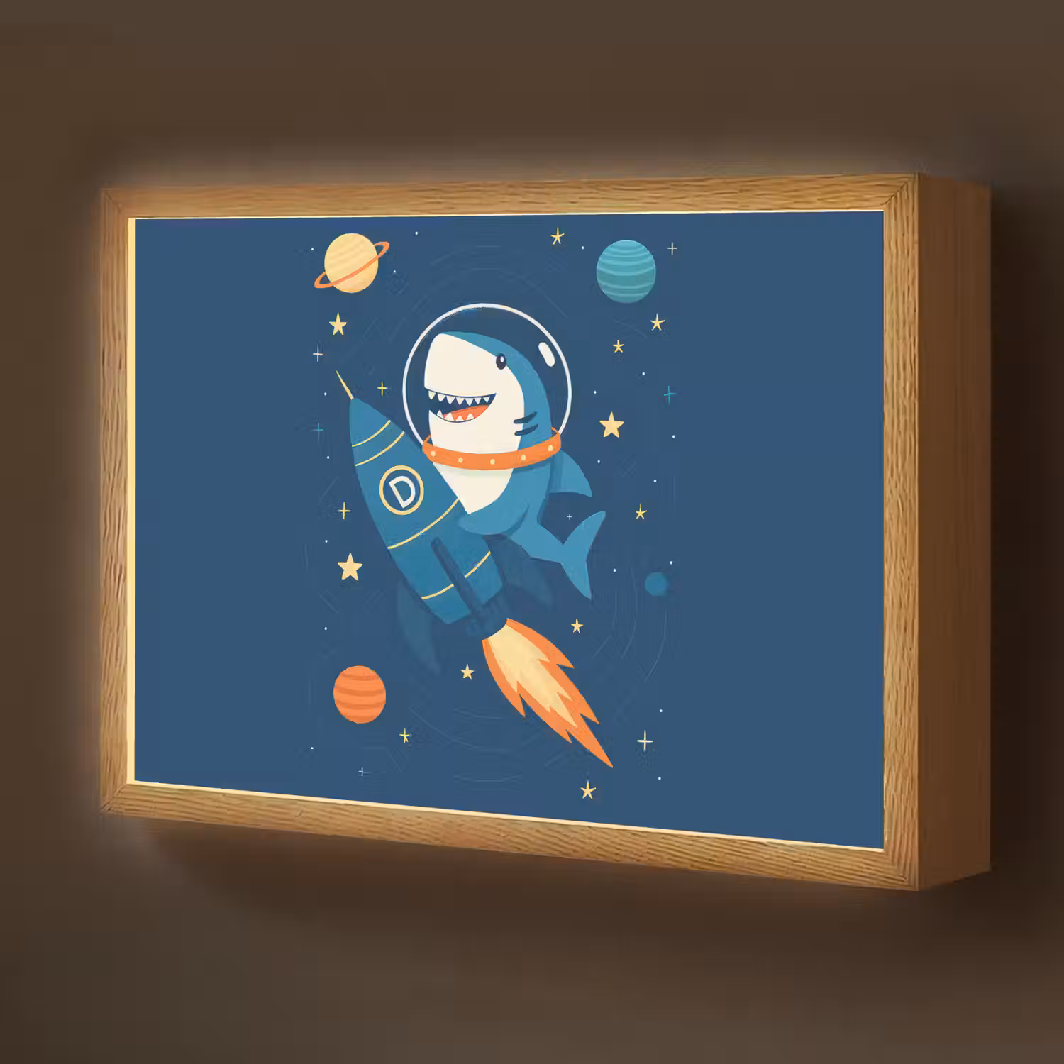 Raket - Haai - Ruimte Light Box met batterij (Wandlamp kind) middel -z3d_website