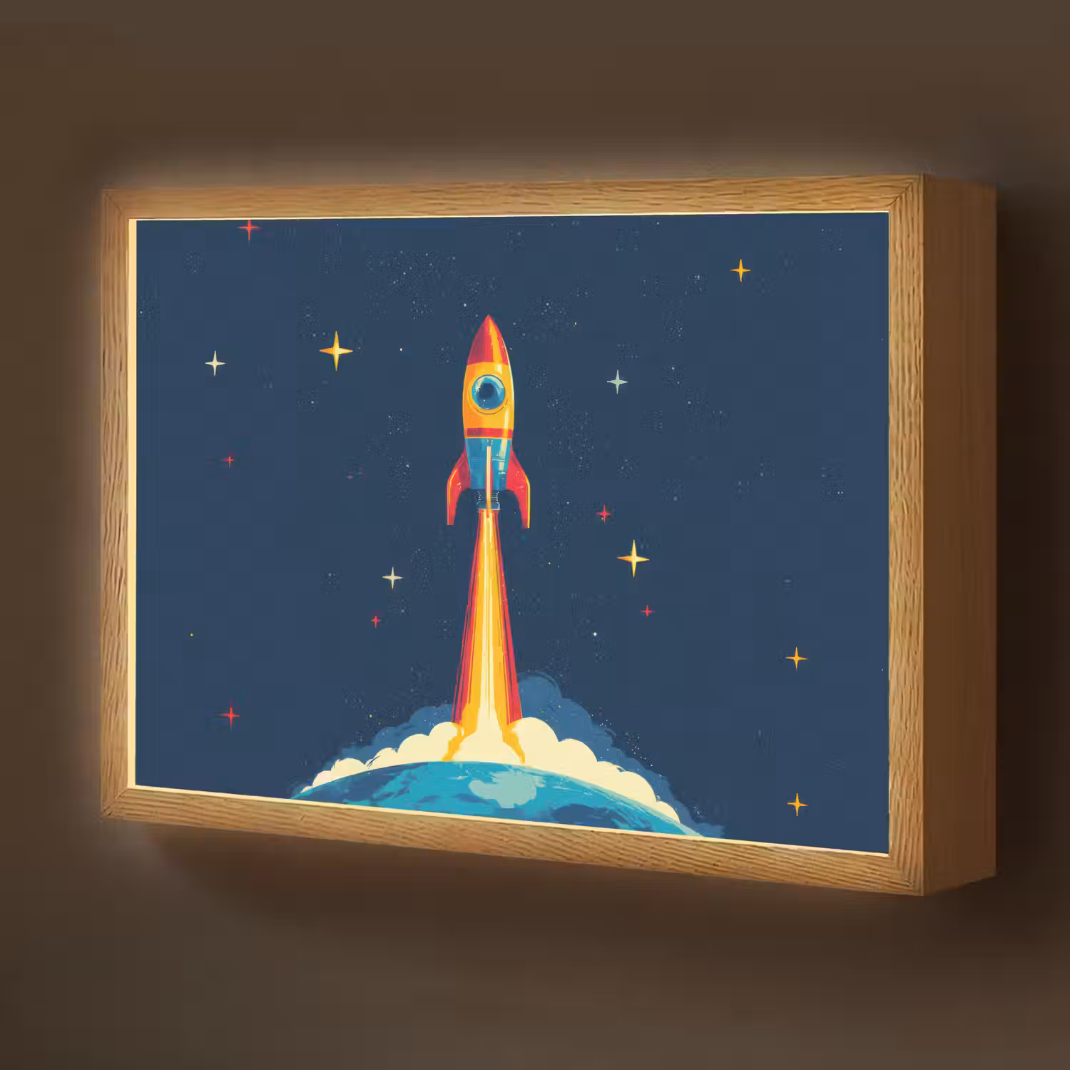 Raket - Rookwolken - Ruimte Light Box met batterij (Wandlamp kind) middel -z3d_website