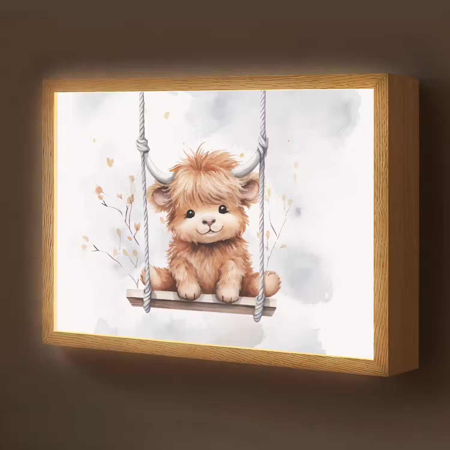 Schotse hooglander - Dier - Kinderen Light Box met batterij (Wandlamp kind) middel -z3d_website
