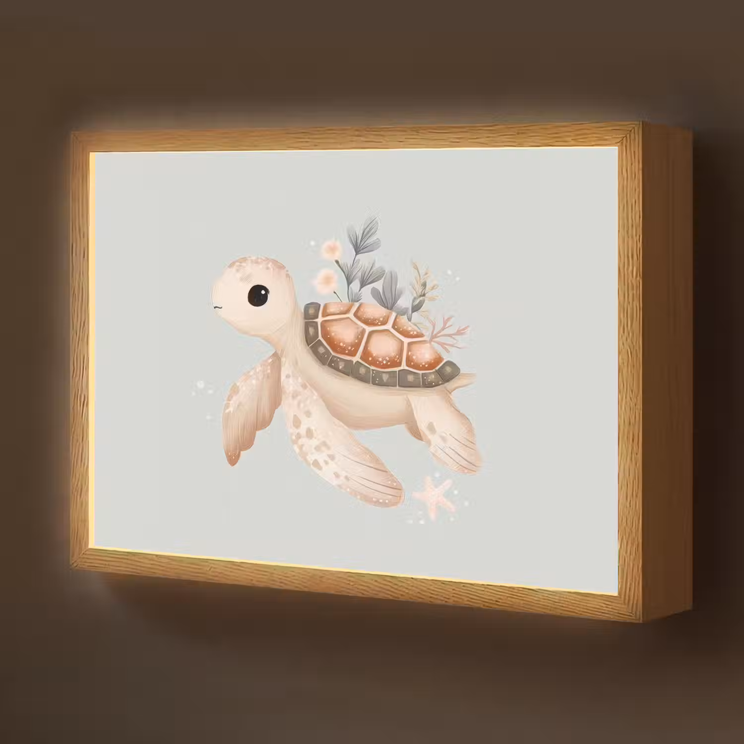 Zeeschildpad - Onderwaterwereld - Pastel Light Box met batterij (Wandlamp kind) middel -z3d_website
