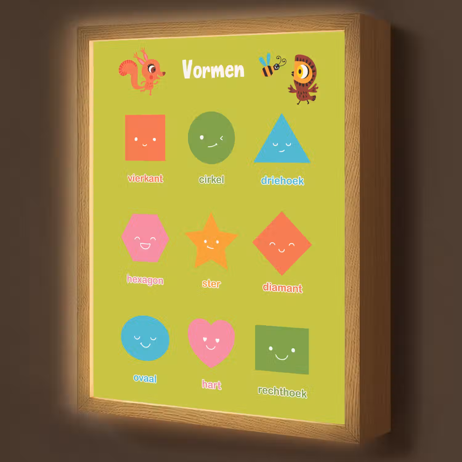 Vormen - Educatief - Leren voor kinderen - Groen Light Box met batterij (Wandlamp kind) middel -z3d_website