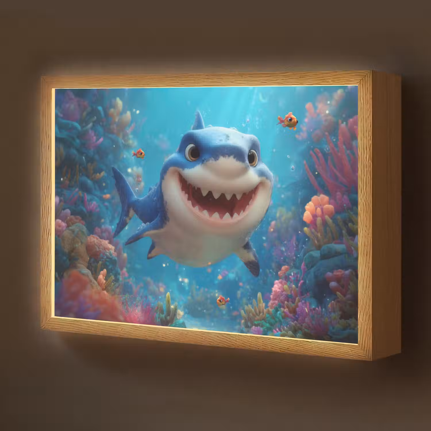 Haai - Onderwaterwereld - Oceaan Light Box met batterij (Wandlamp kind) middel -z3d_website